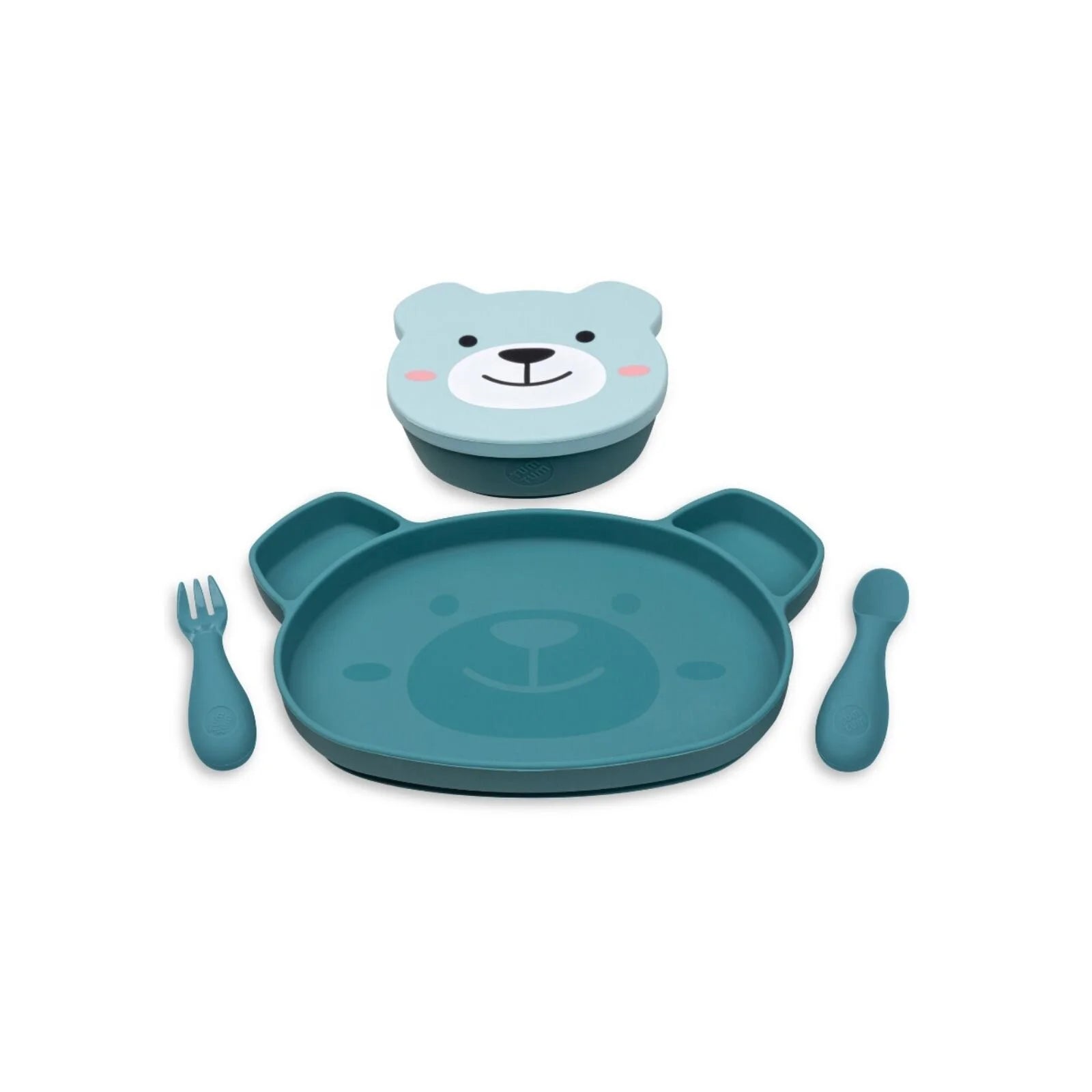 TUM TUM Silicone Weaning Bowl & Spoon Set Boris Bear - Blue - ebebek - Black Friday