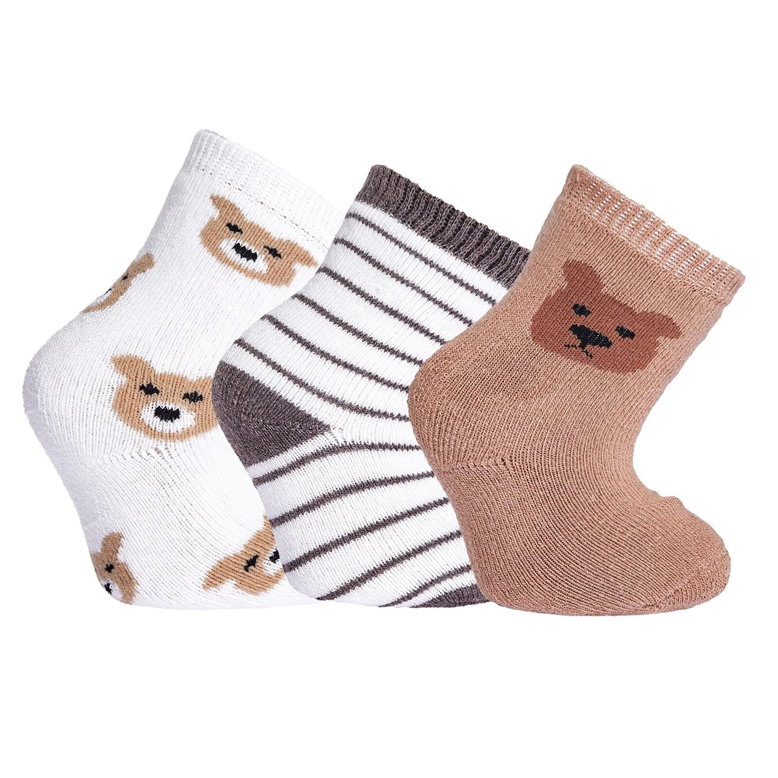 HelloBaby Boy Chenille Socks 3 Pack - Brown - ebebek - Black Friday