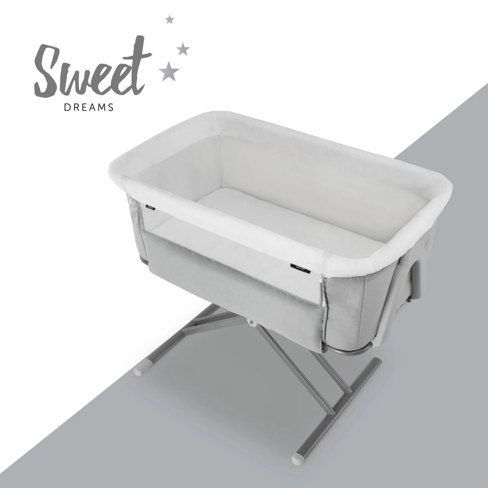 Hauck Face to Me 2 Bedside Crib - Melange Grey - ebebek - Black Friday