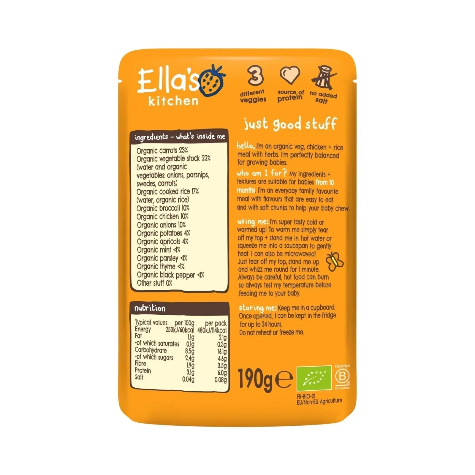 Ella's Kitchen Organic Chicken & Rice Casserole Baby Food Pouch 10+ months 190g - ebebek - Black Friday