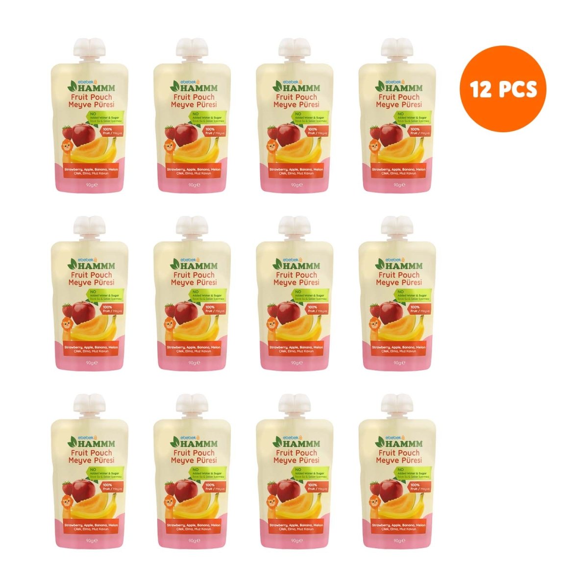 Hammm Strawberry Apple Banana & Melon Puree Pouch (12x90g) - ebebek - Black Friday