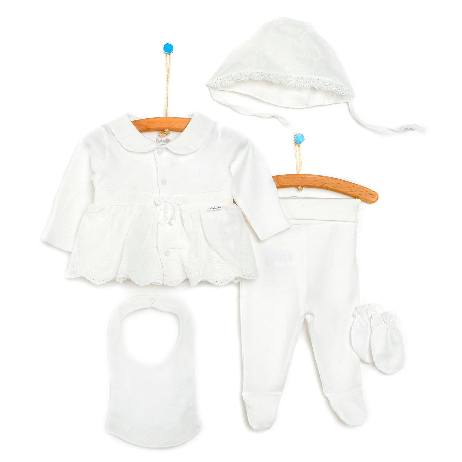 Bebetto Authantic Baby 5 Piece Newborn Set - Strappy - Ecru - ebebek - Black Friday