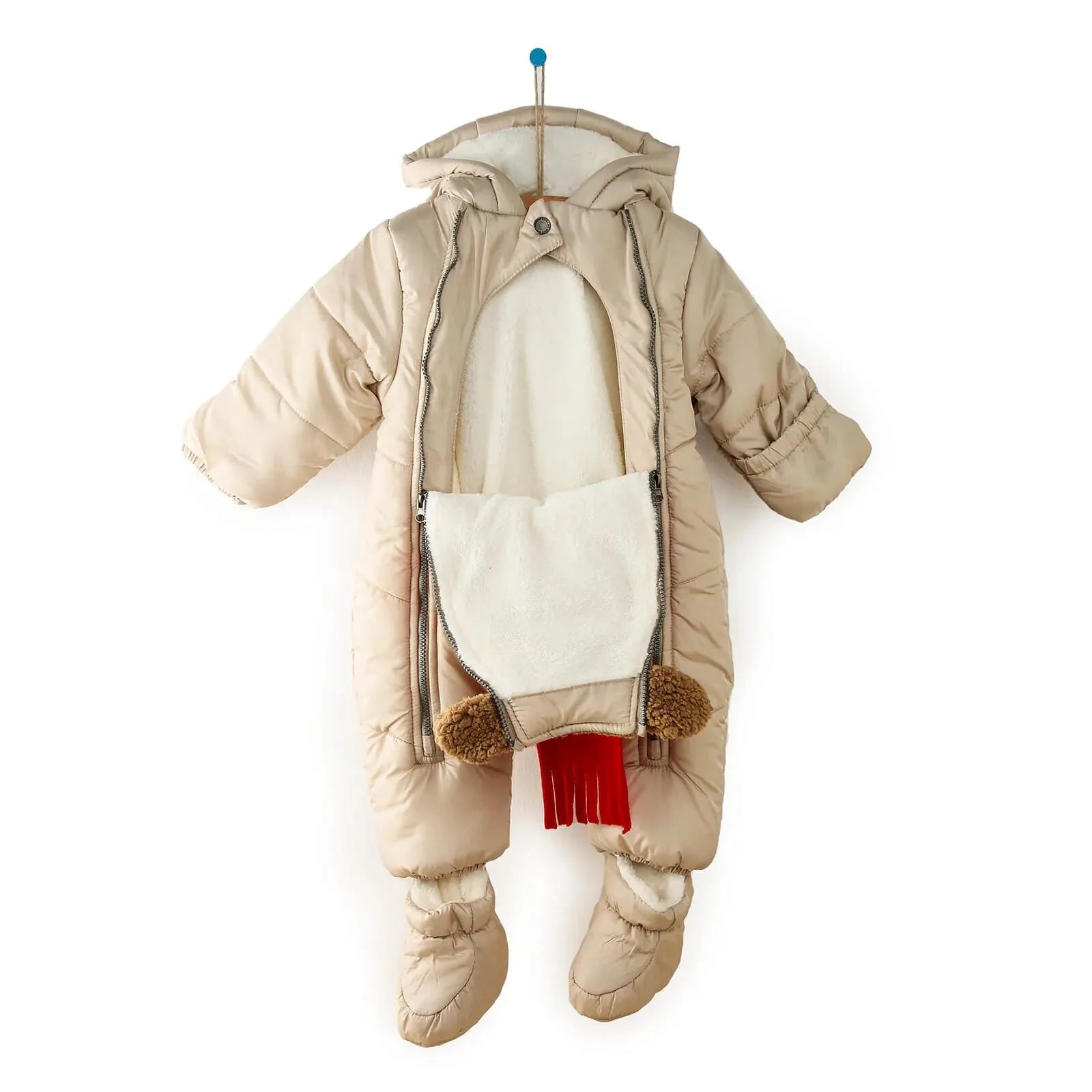 Midimod Baby Boy Snowsuit with Double Zip - Beige - ebebek - Black Friday