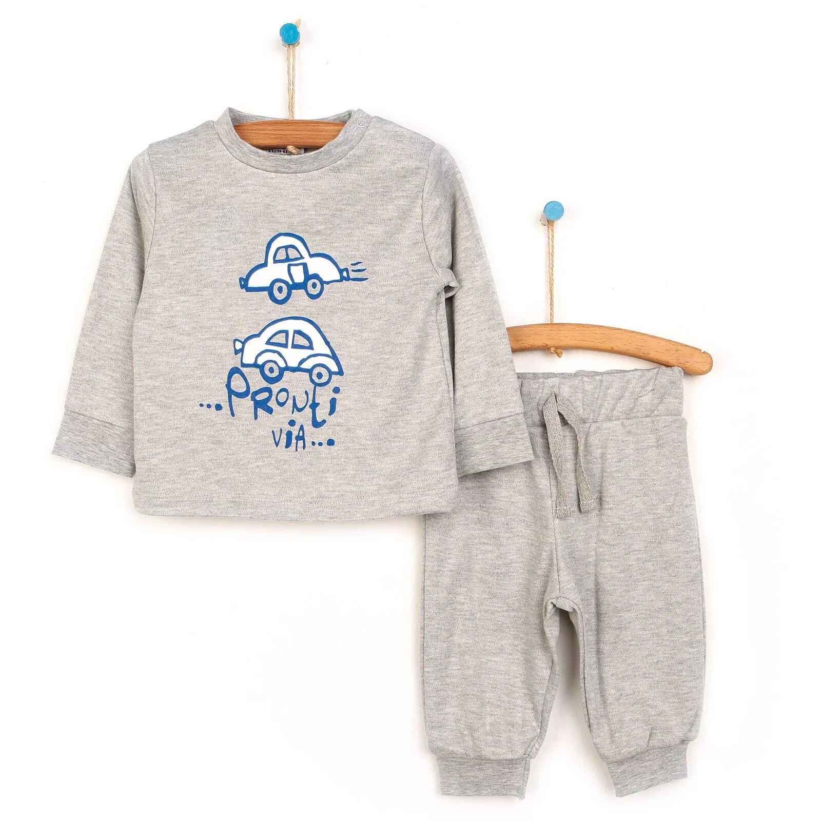 HelloBaby Basic Printed Baby Tracksuit - Grey Melange - ebebek - Black Friday