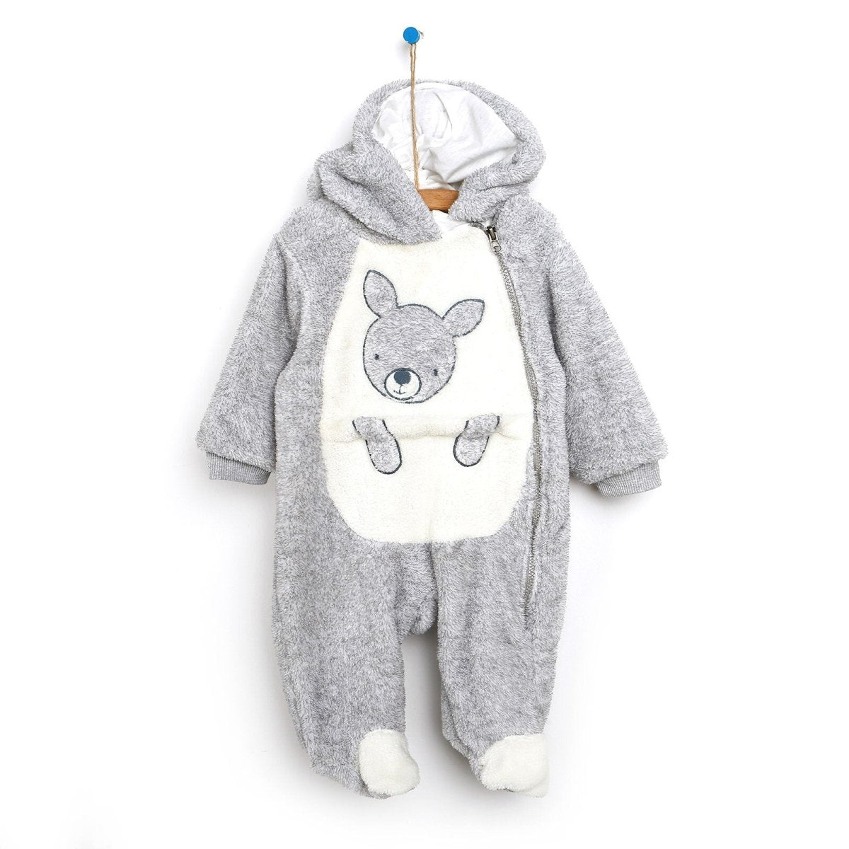 Midimod Newborn Welsoft Kangaroo Footed Jumpsuit - Grey - ebebek - Black Friday