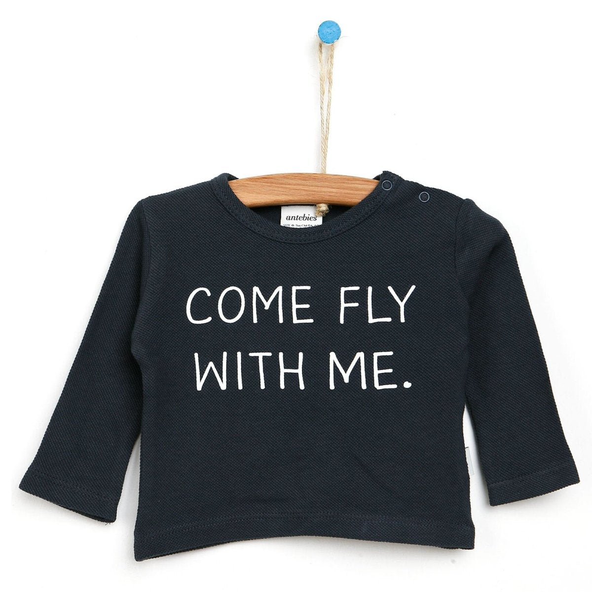 Antebies Newborn Plane Organic Sweatshirt - Dark Blue - Dark Blue - ebebek - Black Friday