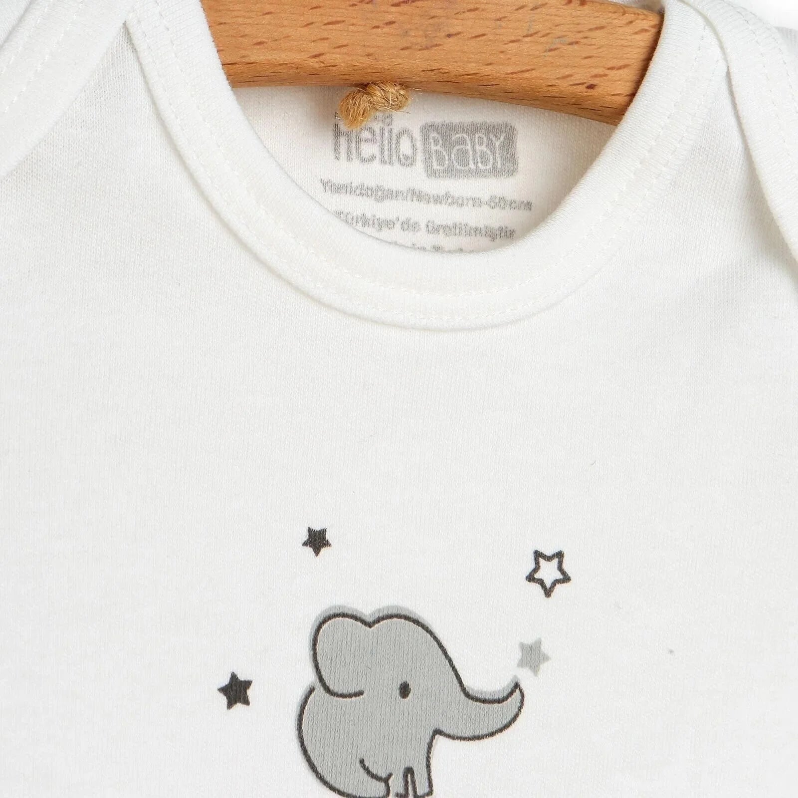 HelloBaby Newborn Baby Cute Elephant Romper Baby and Hat Set 3 pcs - Ecru - ebebek - Black Friday
