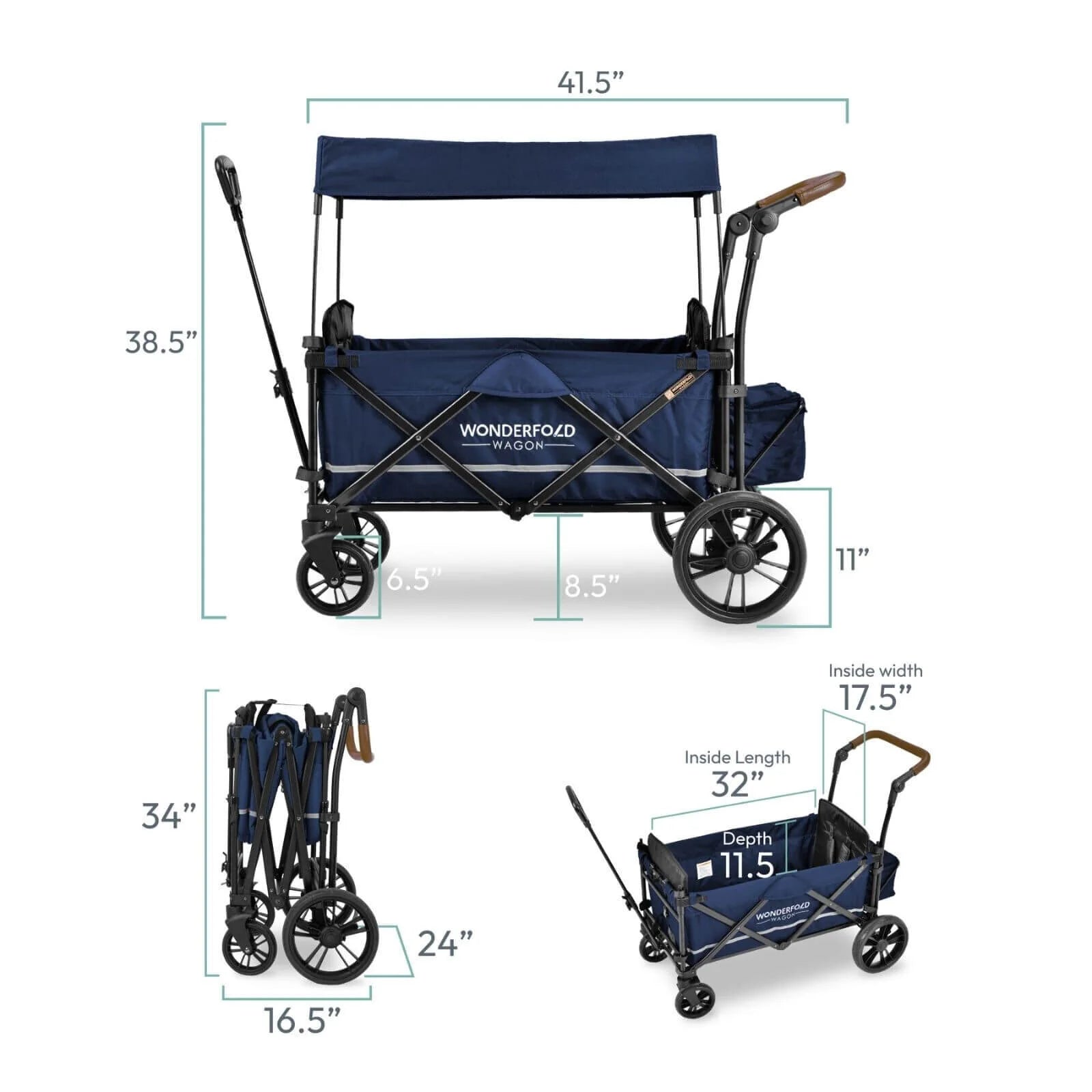 Wonderfold X2 Push & Pull Double Stroller Wagon - Midnight Blue - ebebek - Black Friday