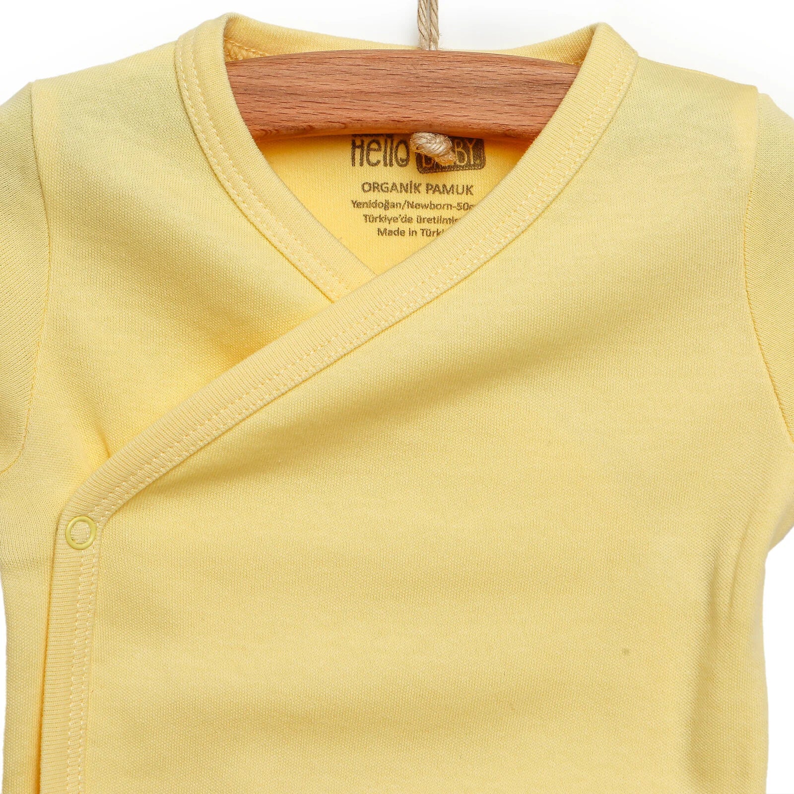 HelloBaby Newborn Organic Wrapover Top - Hat - Footed Pant - Yellow - ebebek - Black Friday