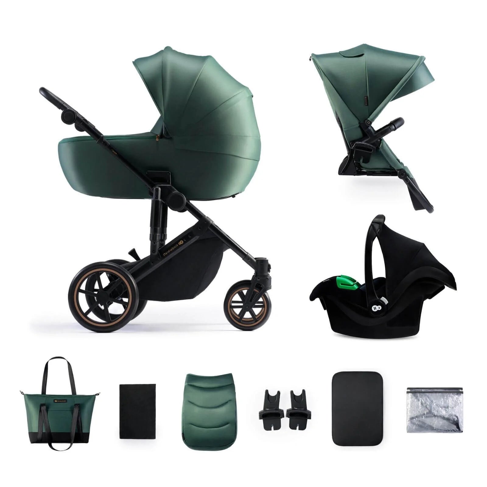 Kinderkraft 3 - in - 1 Mink Pro Prime 2 Travel System with Car Seat - Dark Green - ebebek - Black Friday