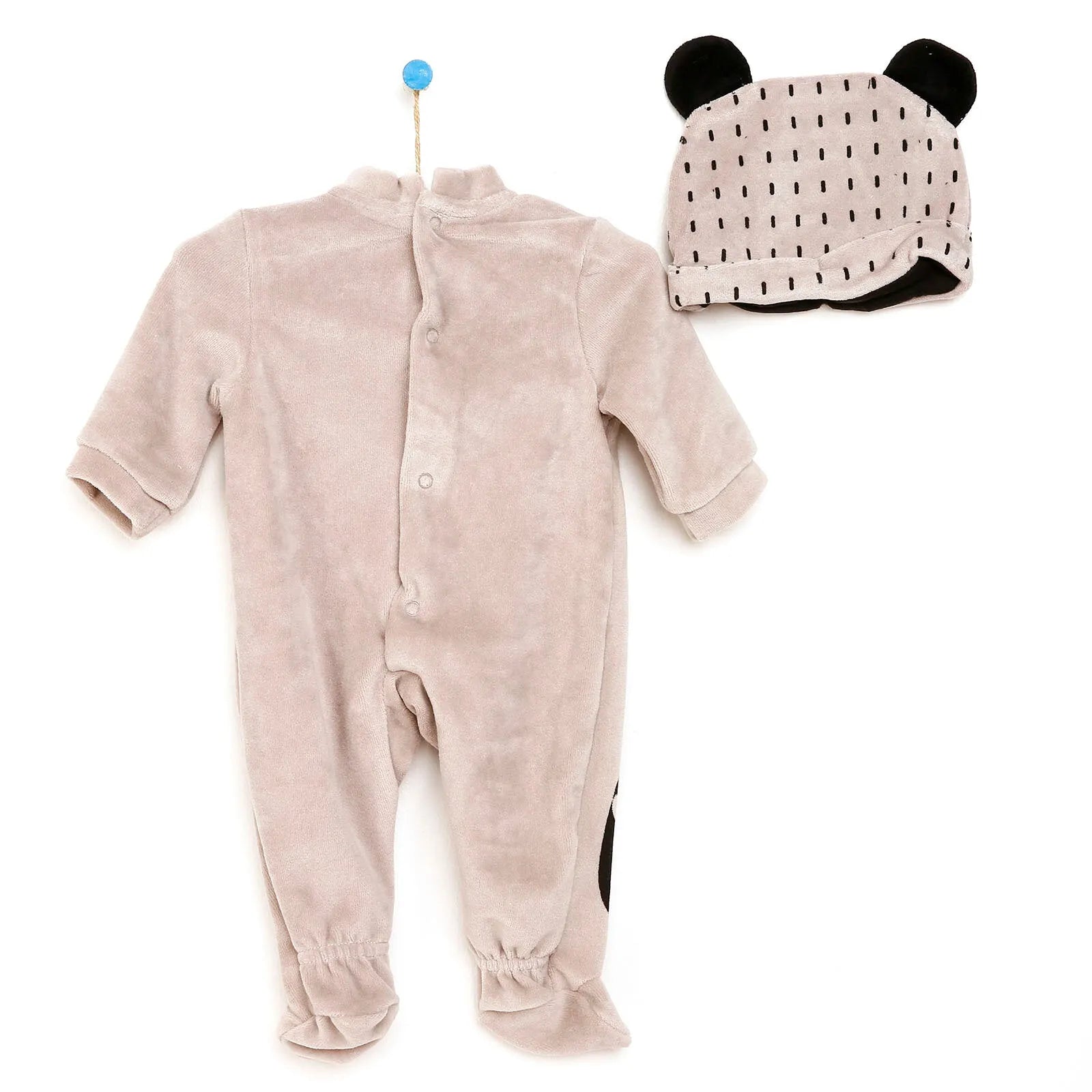 Cassiope Newborn Panda Velvet Jumpsuit - Grey - ebebek - Black Friday