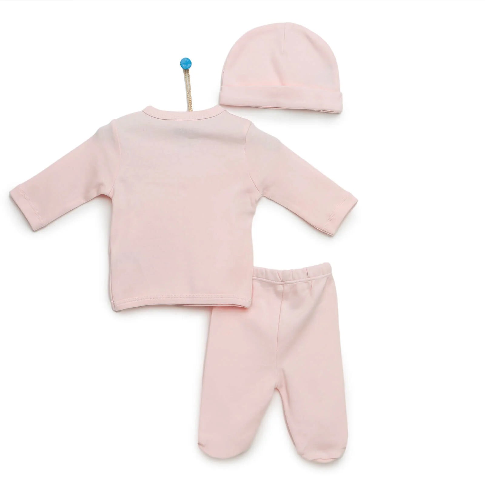 HelloBaby Newborn Organic Wrapover Top - Hat - Footed Pant - Pink - ebebek - Black Friday