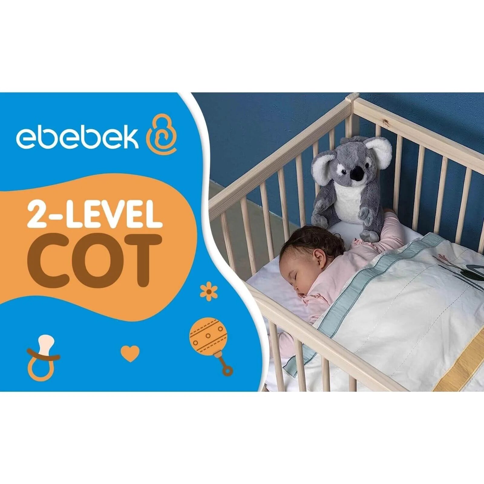 Kukka Natural Wood 2 - Level Cot 60x120 cm - ebebek - Black Friday