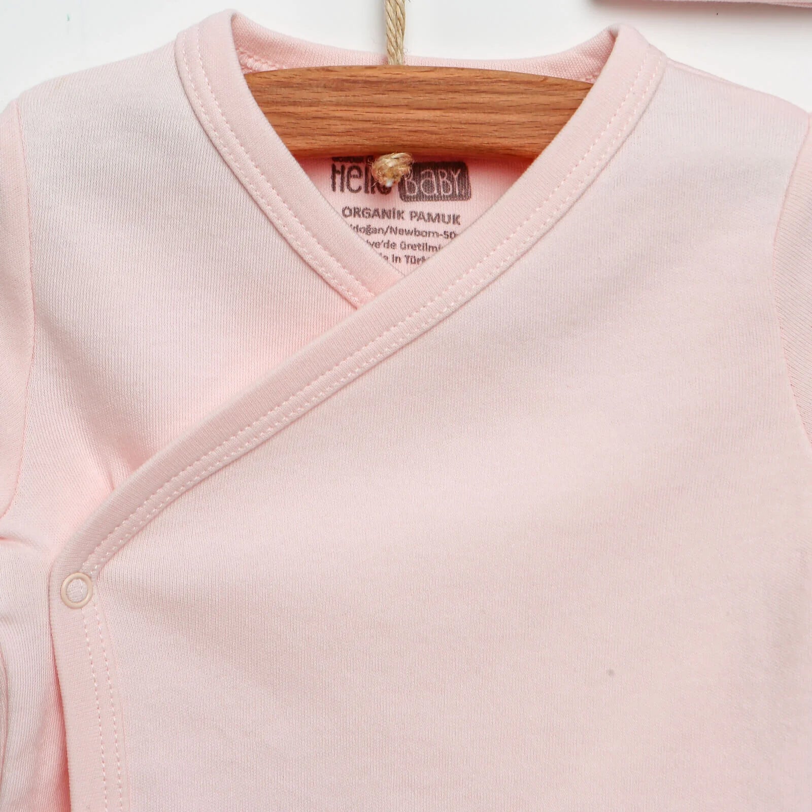 HelloBaby Newborn Organic Wrapover Top - Hat - Footed Pant - Pink - ebebek - Black Friday