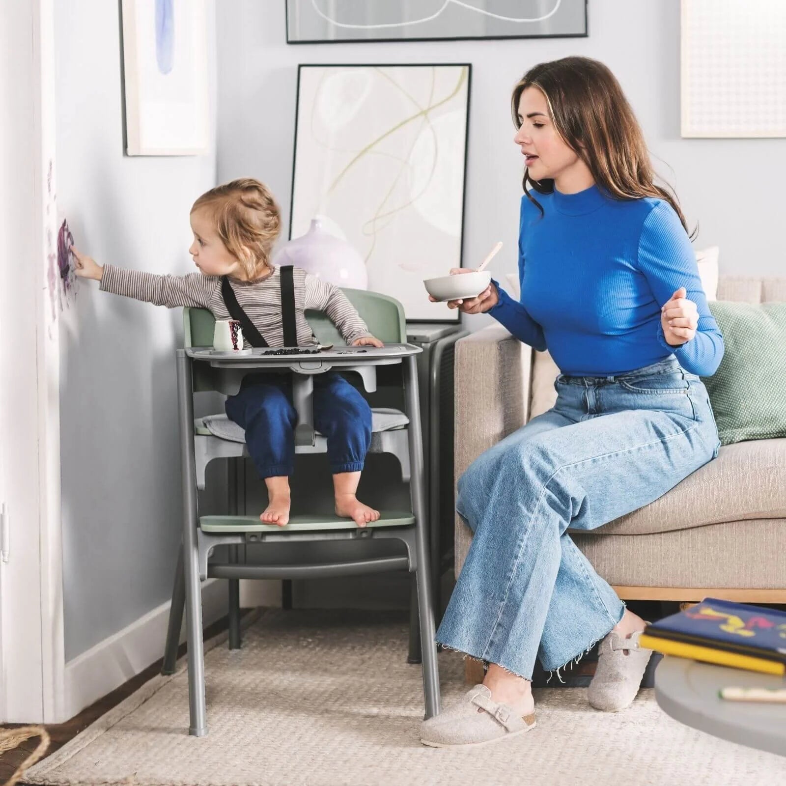 Kinderkraft Livy Highchair with Tray - Olive Green - ebebek - Black Friday