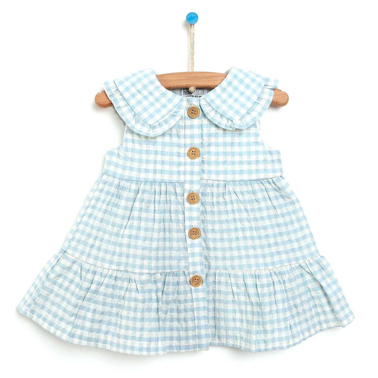 HelloBaby Basic Baby Girl Gingham Dress - Turquois - ebebek - Black Friday