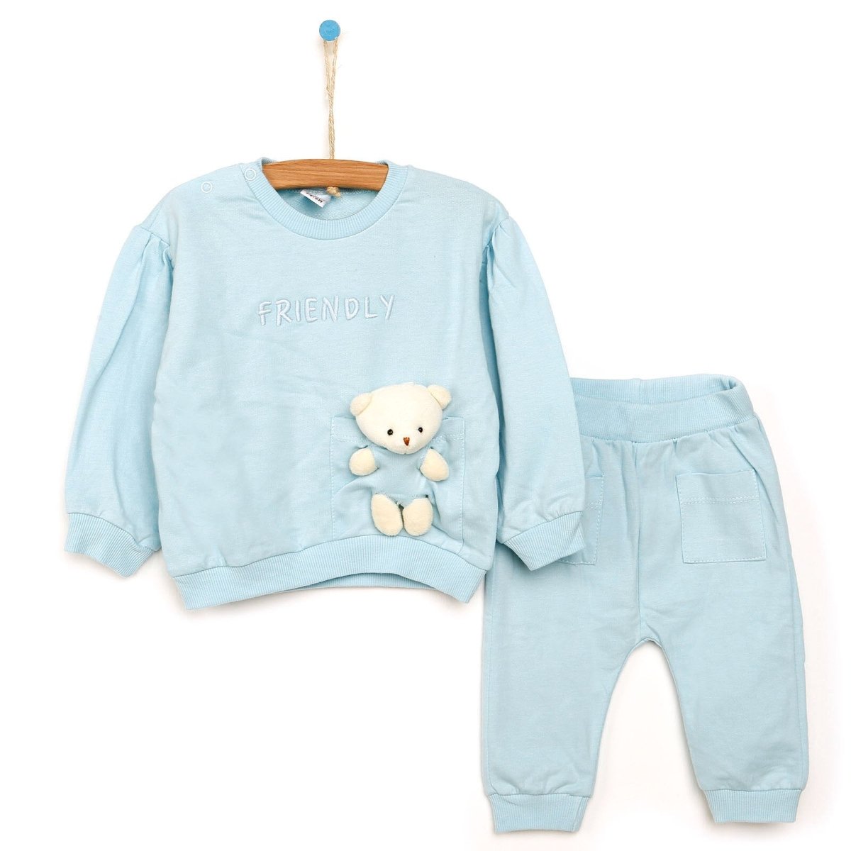 Tuffy Sweatshirt - Footless Bottom Bear - Light Blue - ebebek - Black Friday