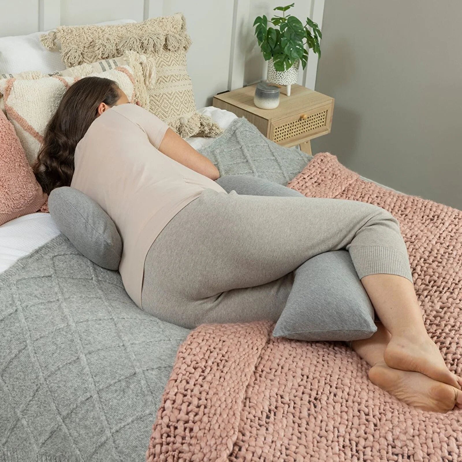 Dreamgenii Support and Feeding Pillow - Grey Marl Cotton Jersey - ebebek - Black Friday