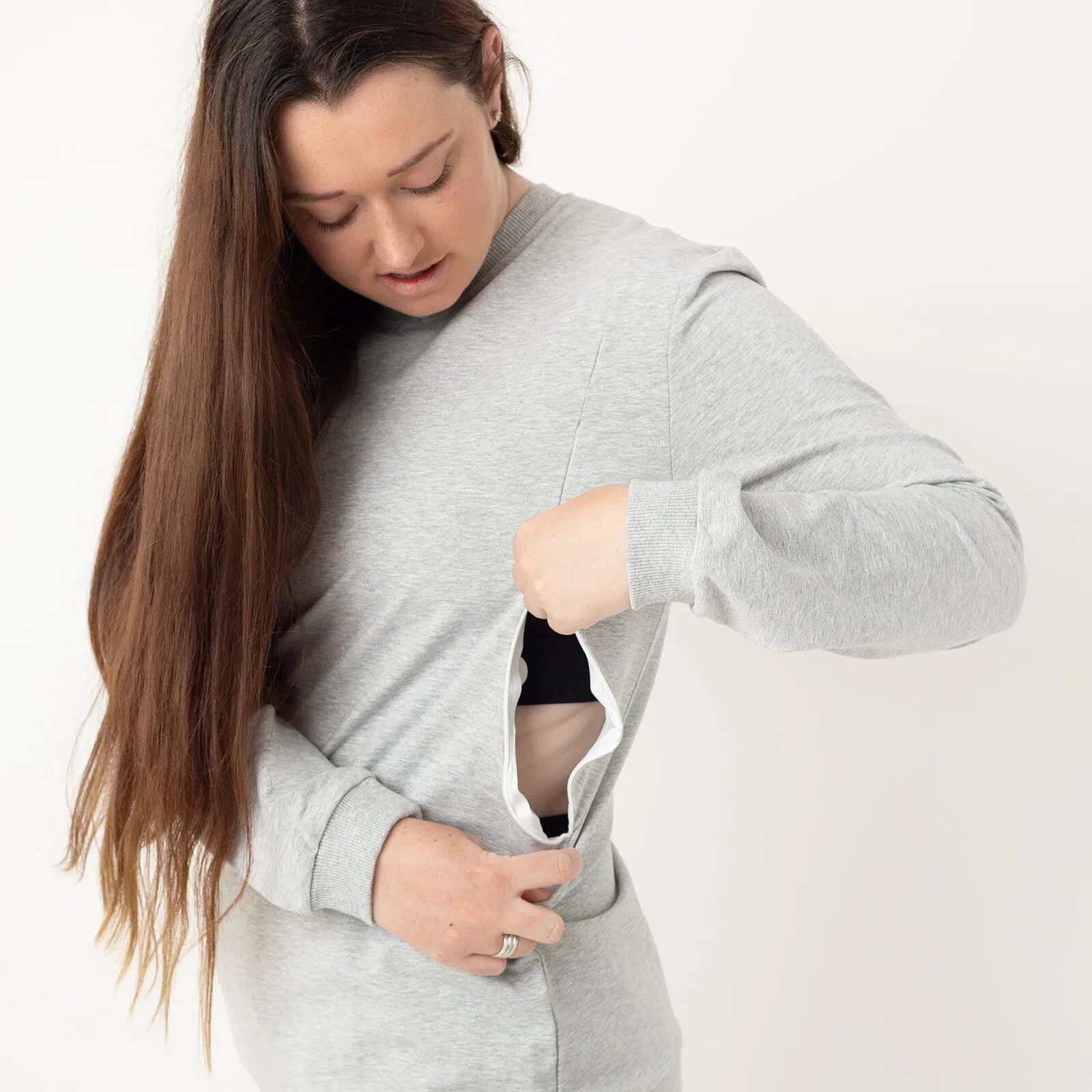 Latched Nursing Crew Sweatshirt - Grey - ebebek - Black Friday