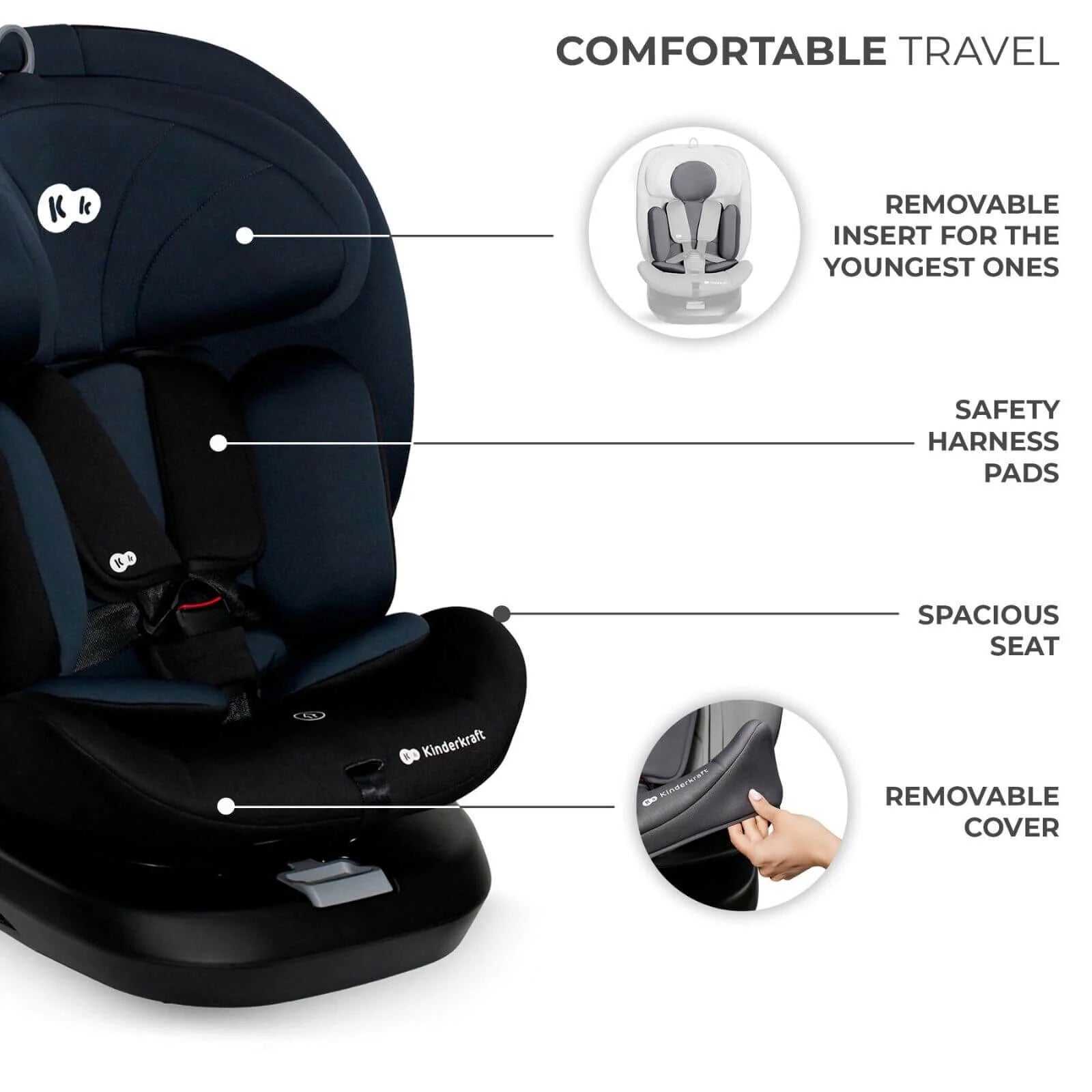 Kinderkraft i - Grow i - Size Car Seat (Birth to 12 Years) - Black - ebebek - Black Friday