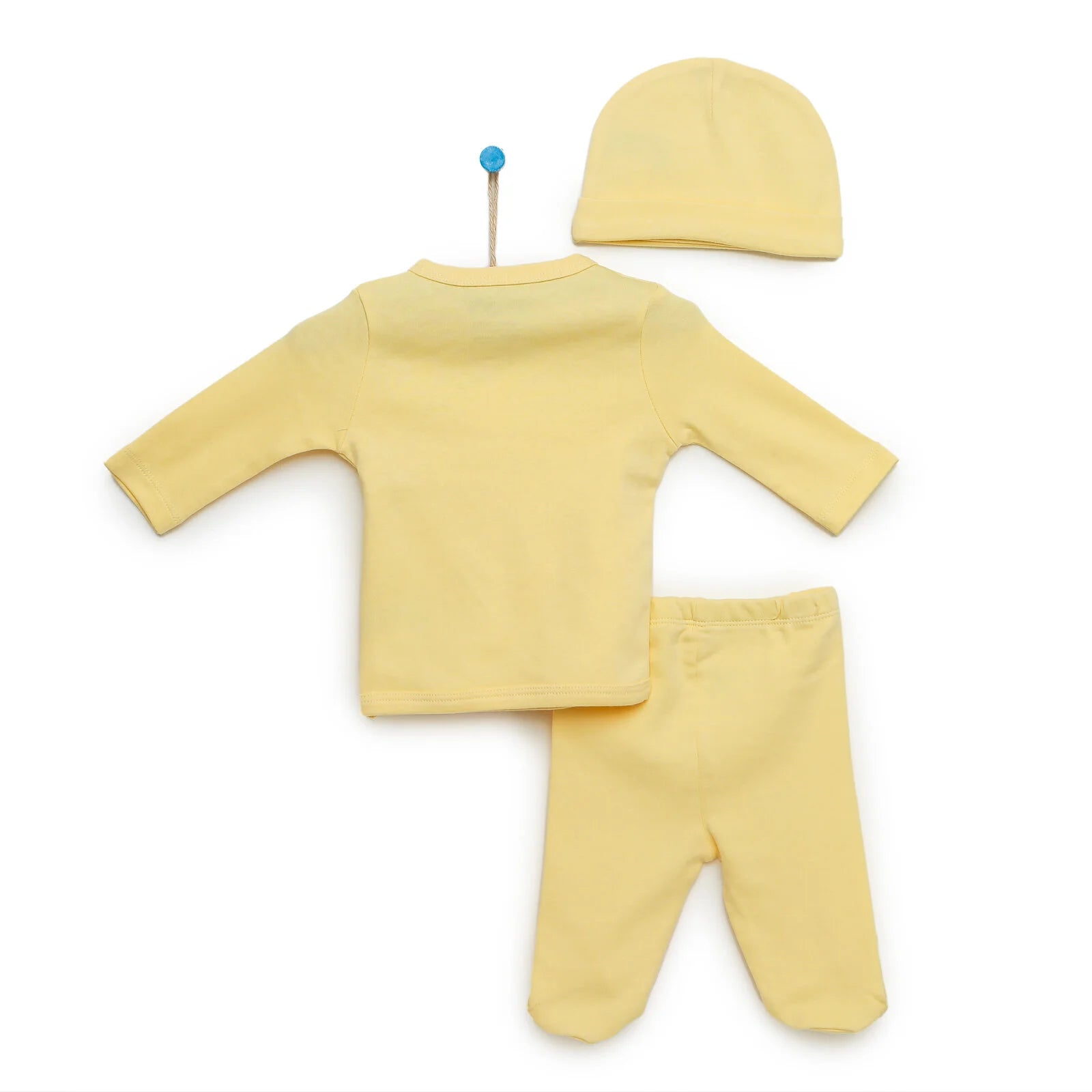 HelloBaby Newborn Organic Wrapover Top - Hat - Footed Pant - Yellow - ebebek - Black Friday