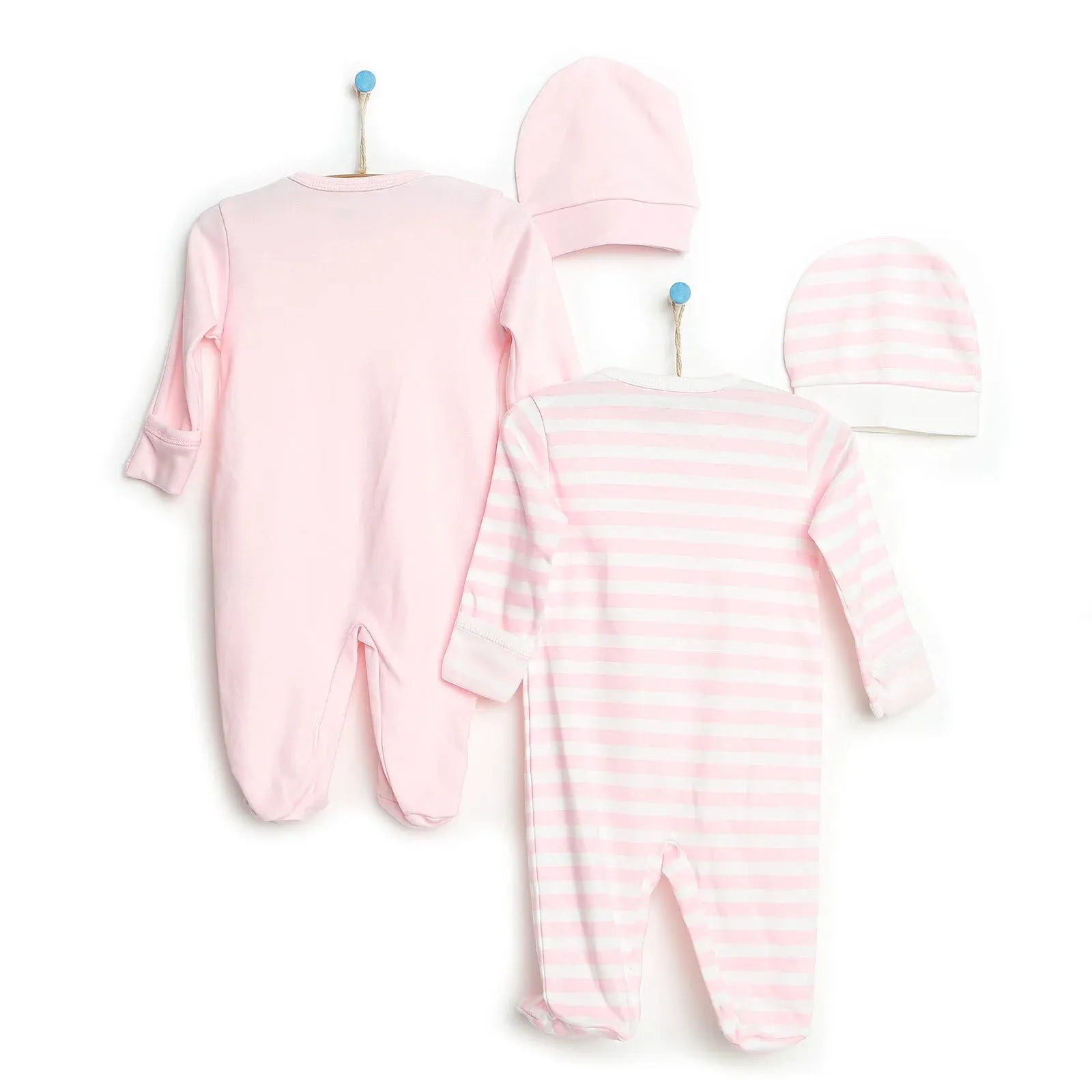HelloBaby Newborn Baby Girl Striped 2 - Pack Snap Romper - Hat Set - ebebek - Black Friday