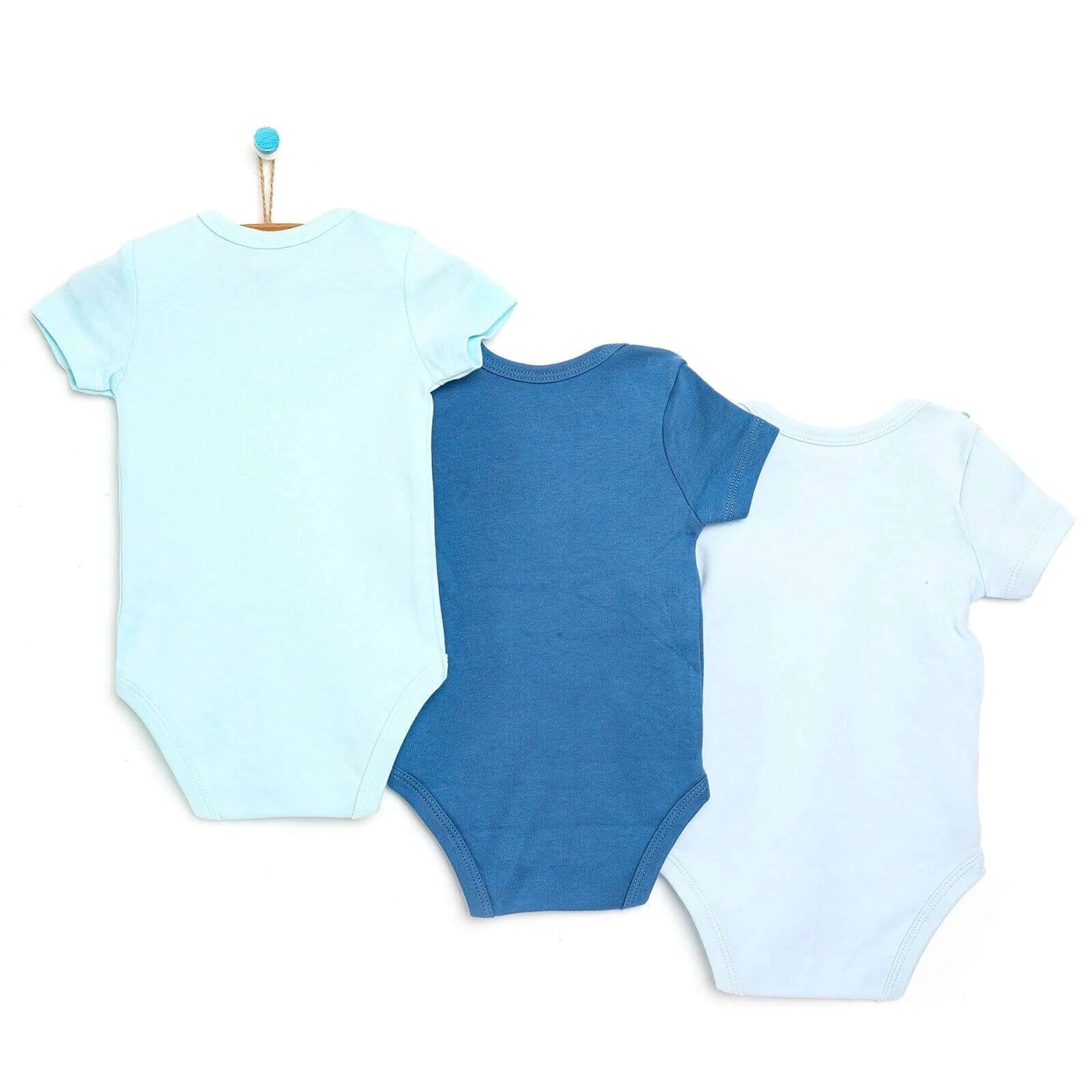 HelloBaby Short Sleeve Bodysuit 3pcs - Blue - ebebek - Black Friday