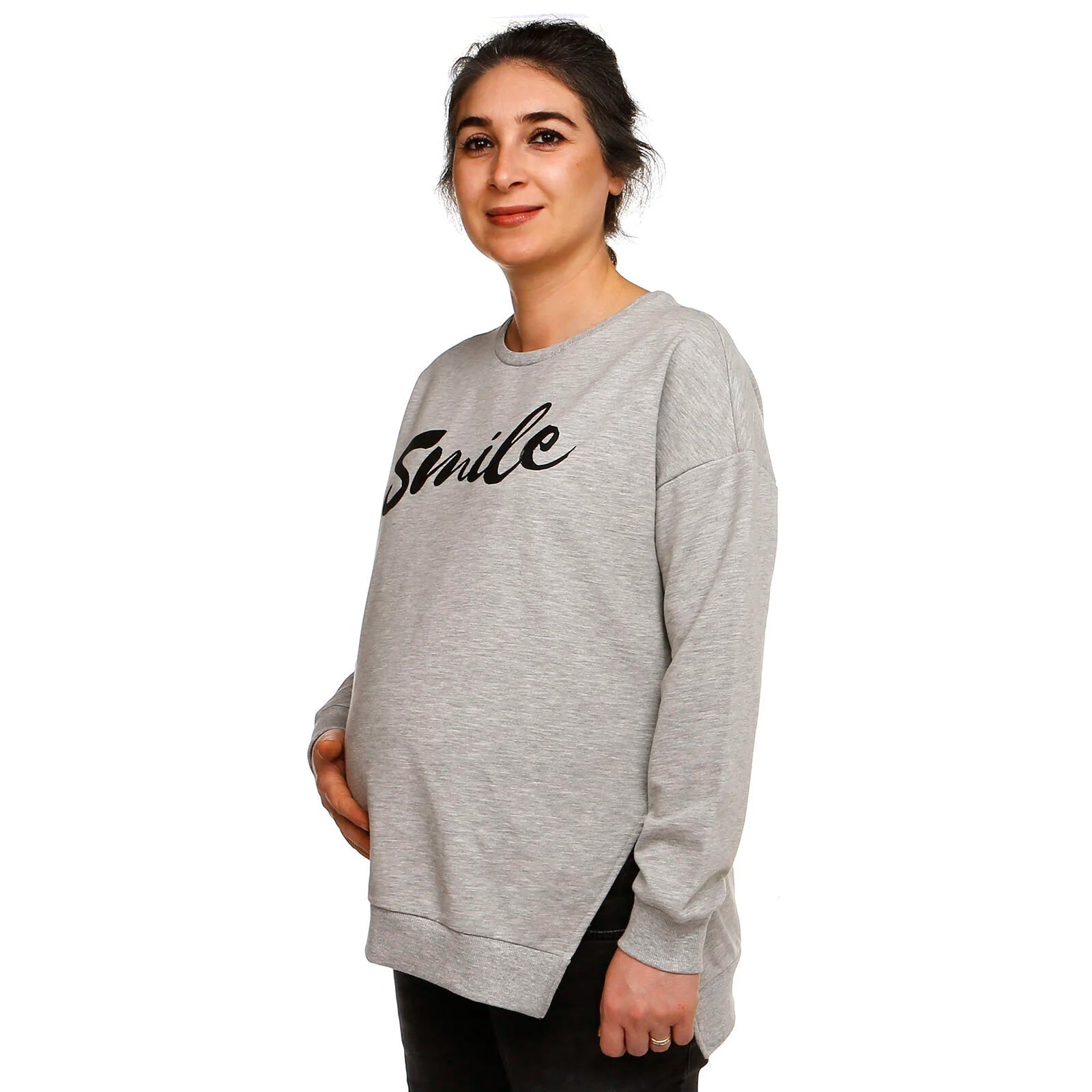 baby mom Maternity Sweatshirt - Grey Melange - ebebek - Black Friday