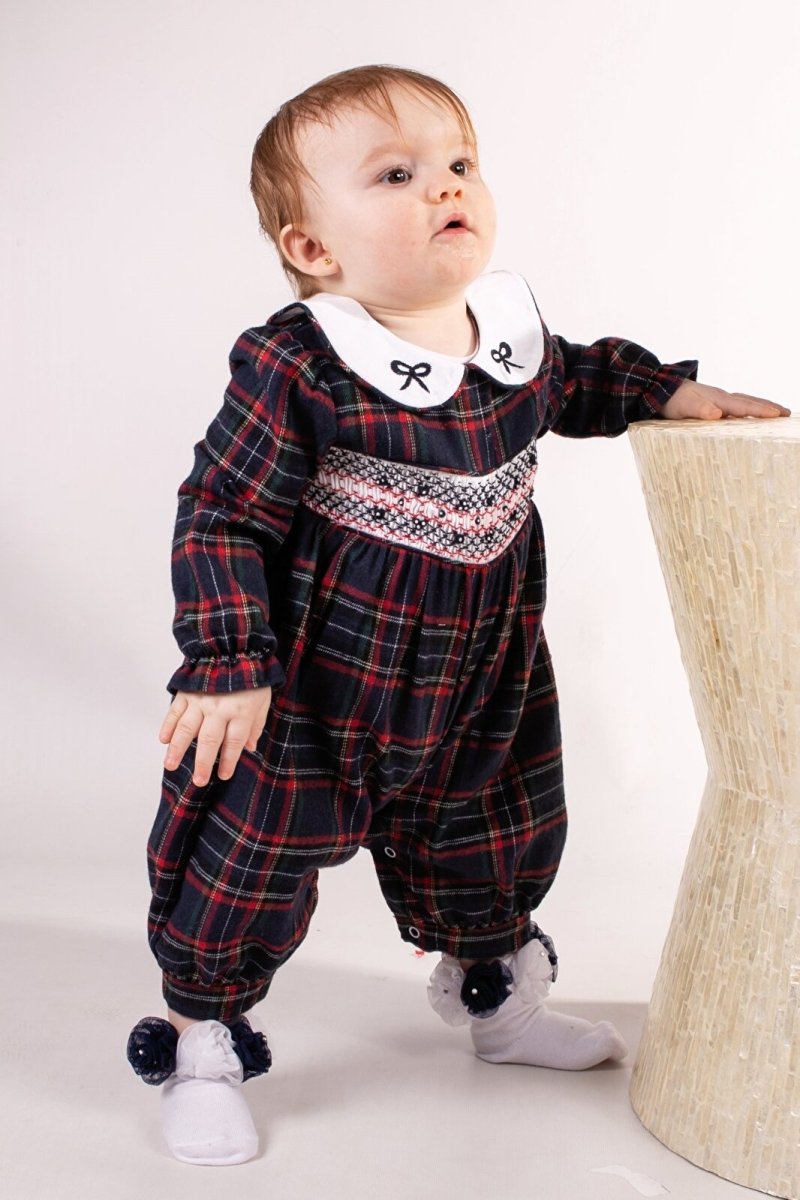 Beau Kid Baby Girl Tartan Romper - Navy Blue - ebebek - Black Friday