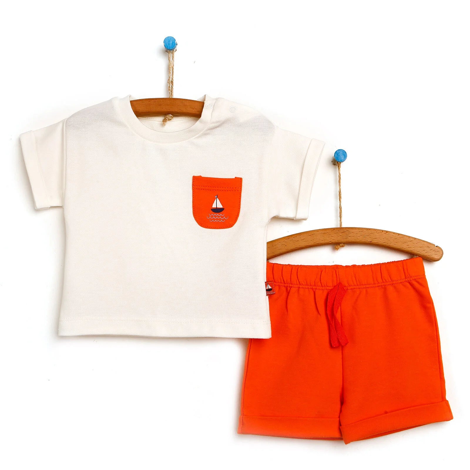 Bebbek Newborn Salling Theme 2 Piece Tshirt - Shorts Set - White - ebebek - Black Friday