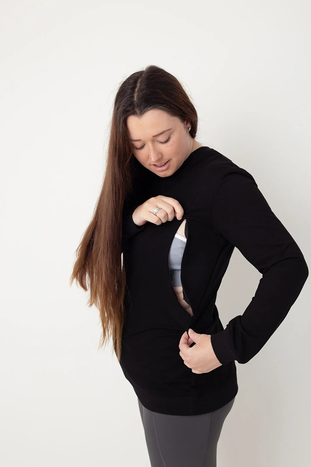 Latched Nursing Crew Sweatshirt - Black - ebebek - Black Friday