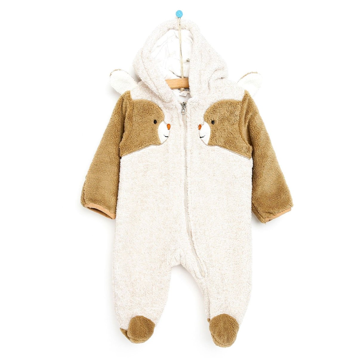 Midimod Newborn Cute Bears Welsoft Footed Jumpsuit - Beige - ebebek - Black Friday