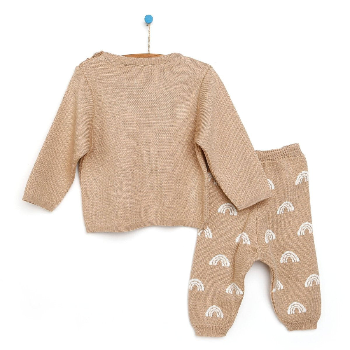 HelloBaby Newborn Rainbow Knit Sweatshirt Starter Set - Beige - HelloBaby - ebebek