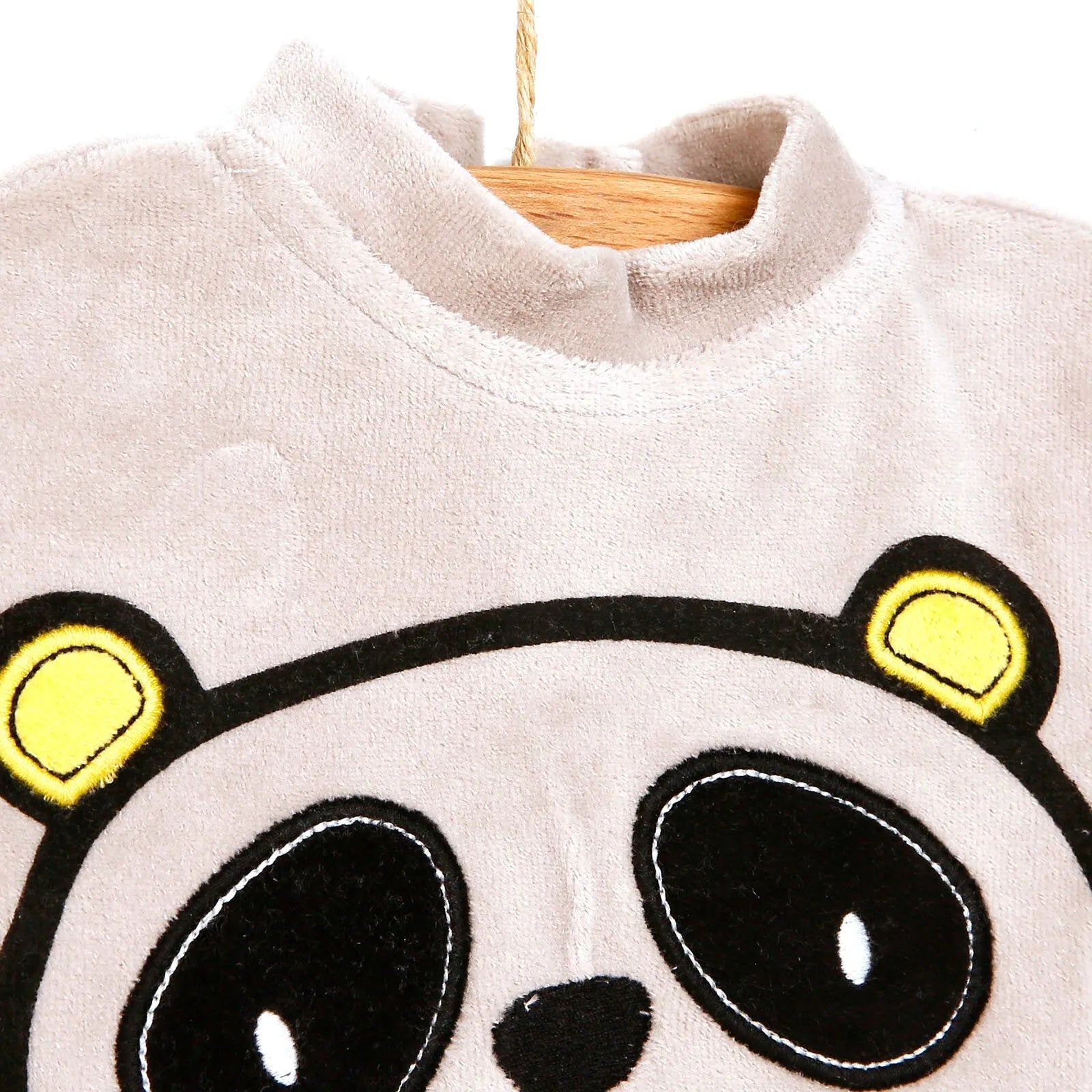 Cassiope Newborn Panda Velvet Jumpsuit - Grey - ebebek - Black Friday