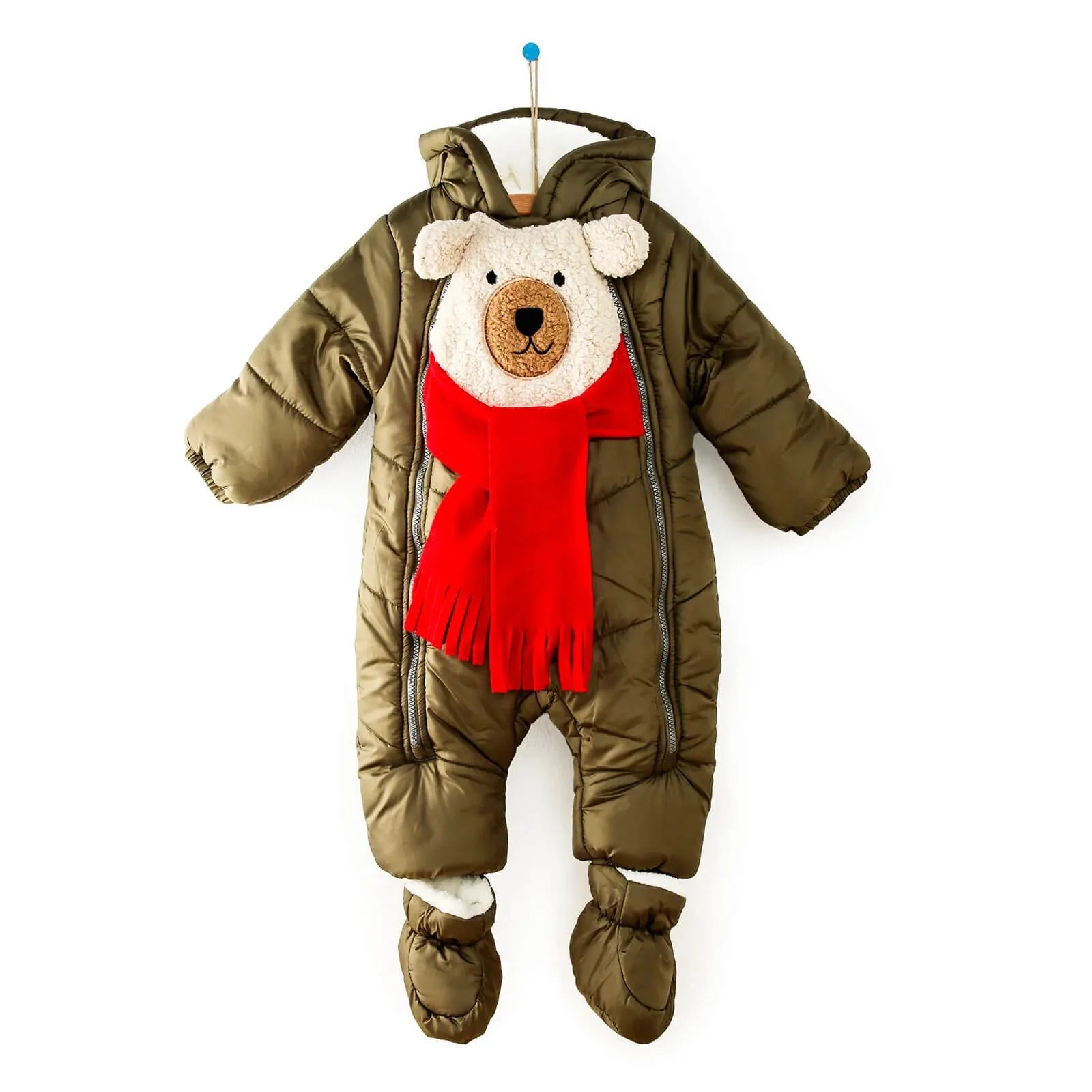 Midimod Baby Boy Snowsuit with Double Zip - Khaki - ebebek - Black Friday