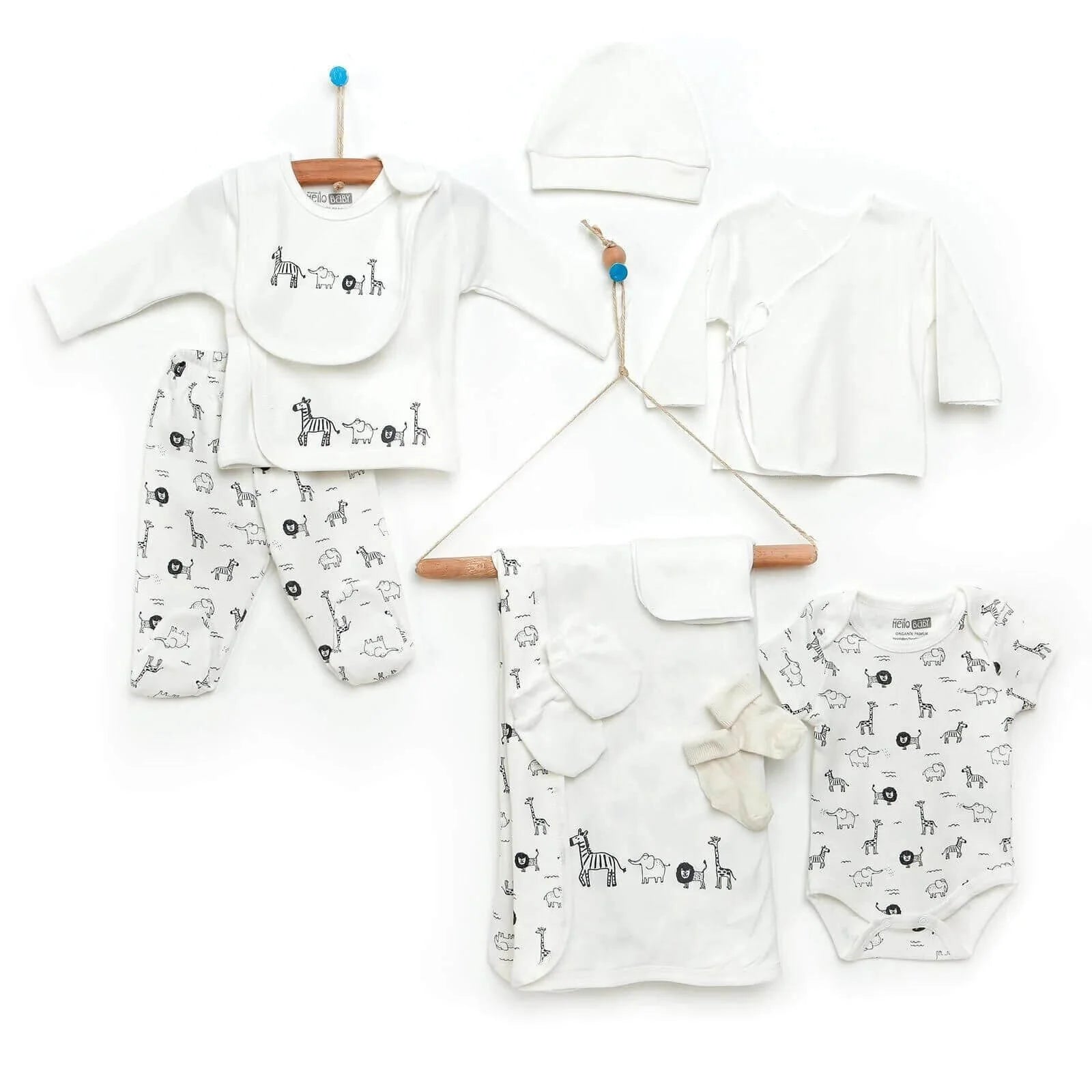 HelloBaby Organic 10 Pcs Newborn Starter Set - White - ebebek - Black Friday