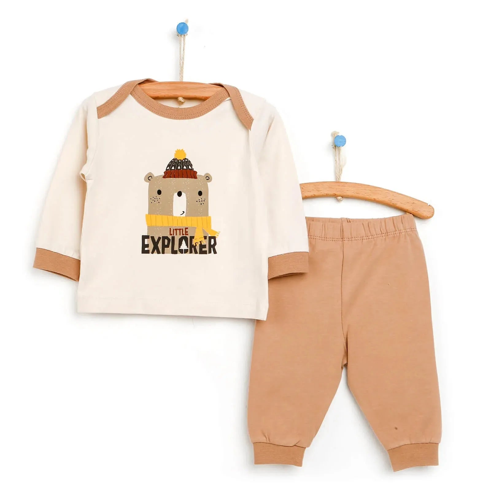 HelloBaby Basic Baby Boy Pyjamas Set - Light Brown - ebebek - Black Friday