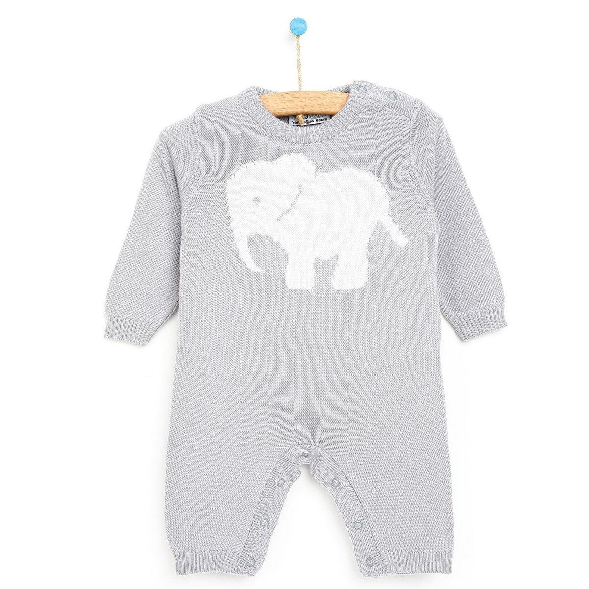 HelloBaby Newborn Knit Baby Elephant Jumpsuit - Grey - ebebek - Black Friday