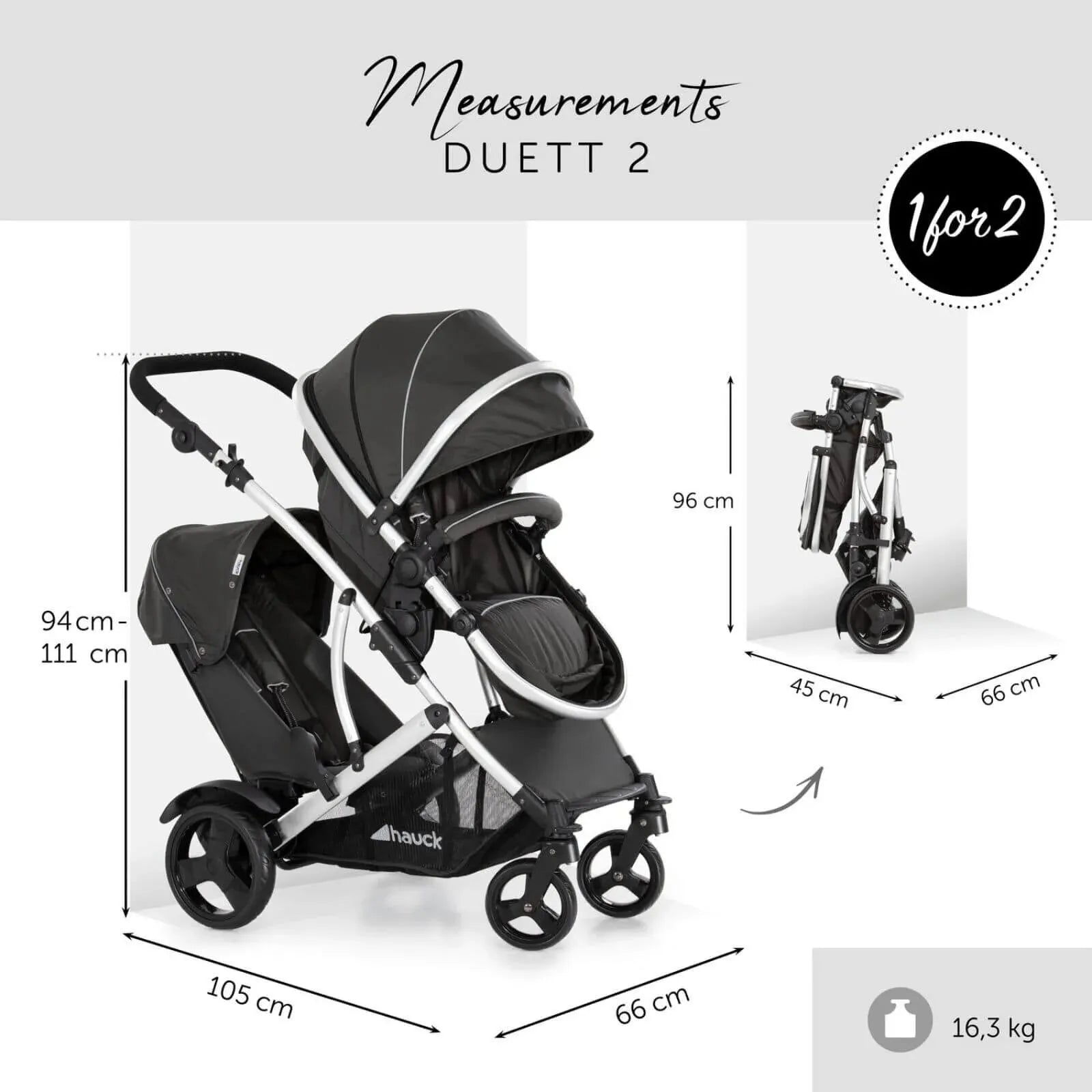 Hauck Duett 2 Tandem Pushchair - Black - ebebek - Black Friday