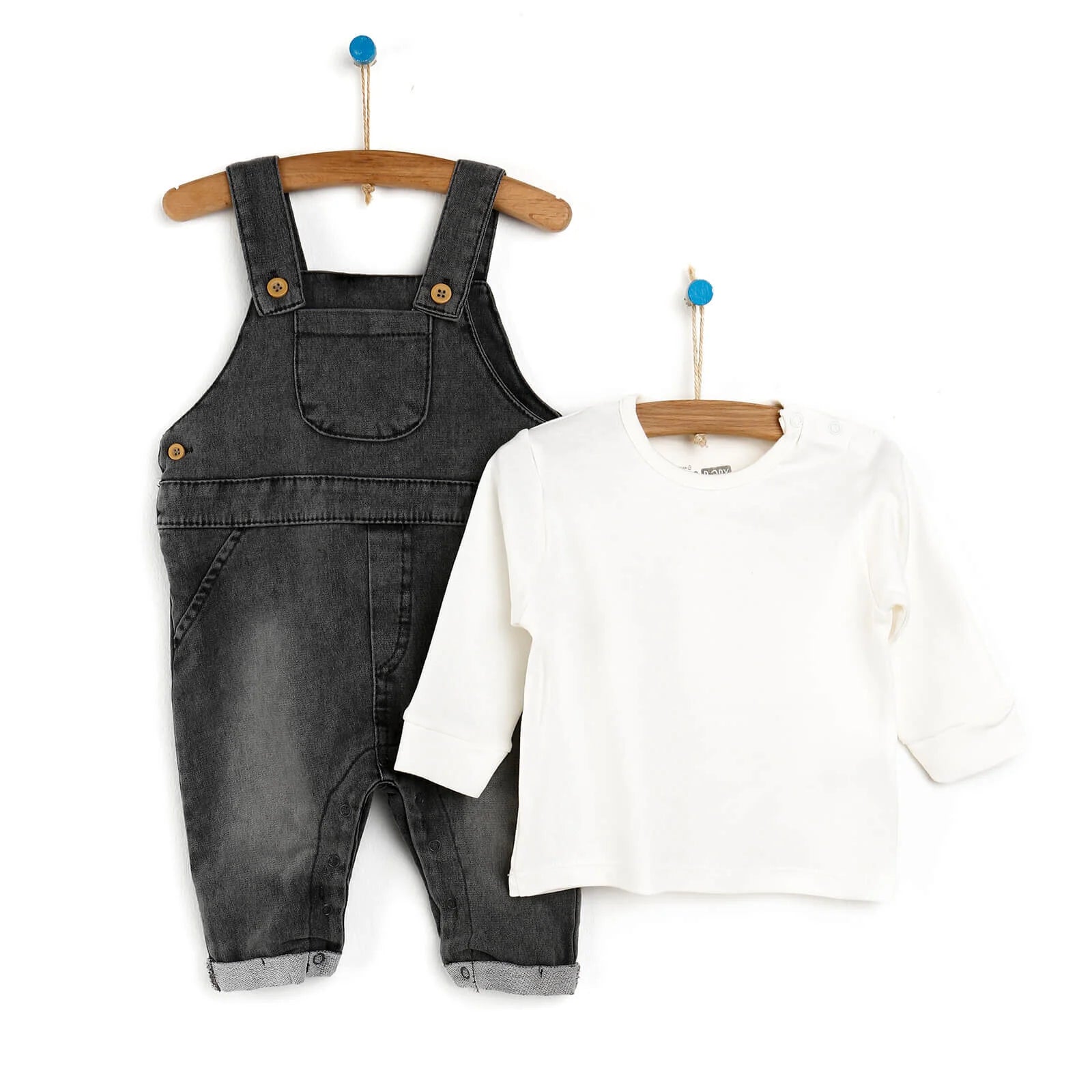 HelloBaby Overall Shorts - Sweatshirt - Anthracite - ebebek - Black Friday