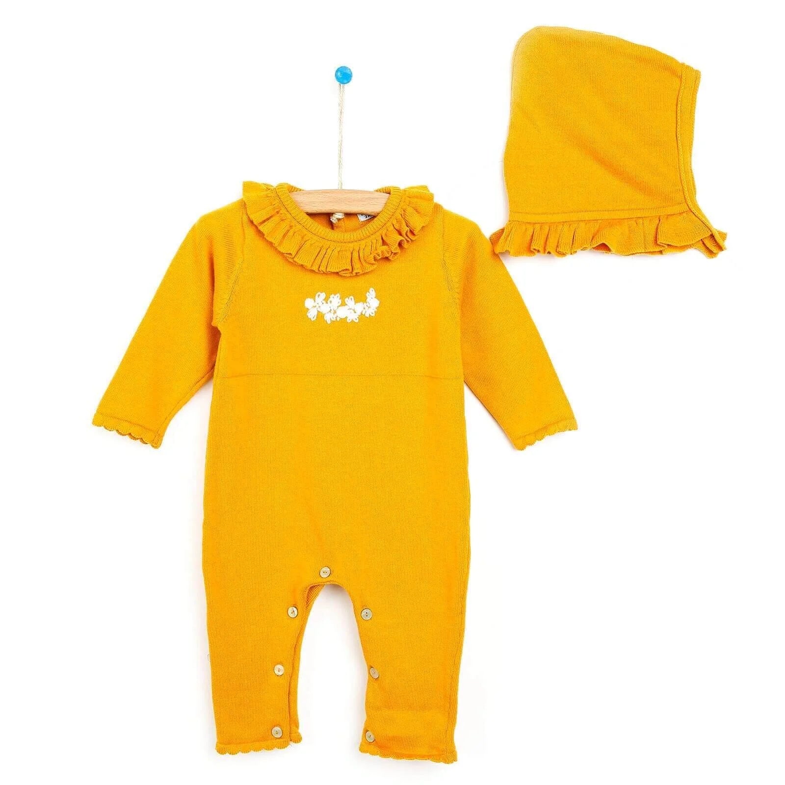 HelloBaby Newborn Knit Ruffled Jumpsuit - Mustard - ebebek - Black Friday