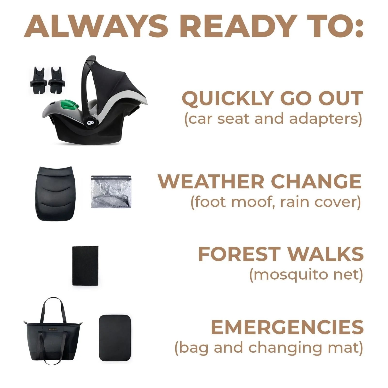 Kinderkraft 3 - in - 1 Mink Pro Prime 2 Travel System with Car Seat - Venezian Black - ebebek - Black Friday