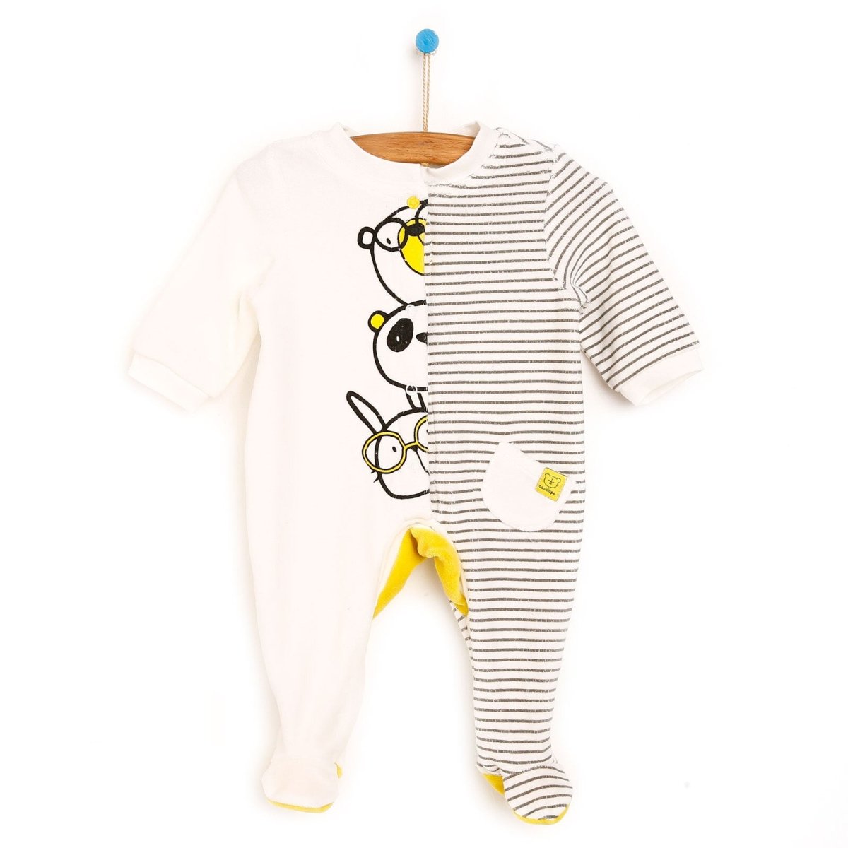 Cassiope Newborn Funny Friend Velvet Footed Jumpsuit - Ecru - ebebek - Black Friday