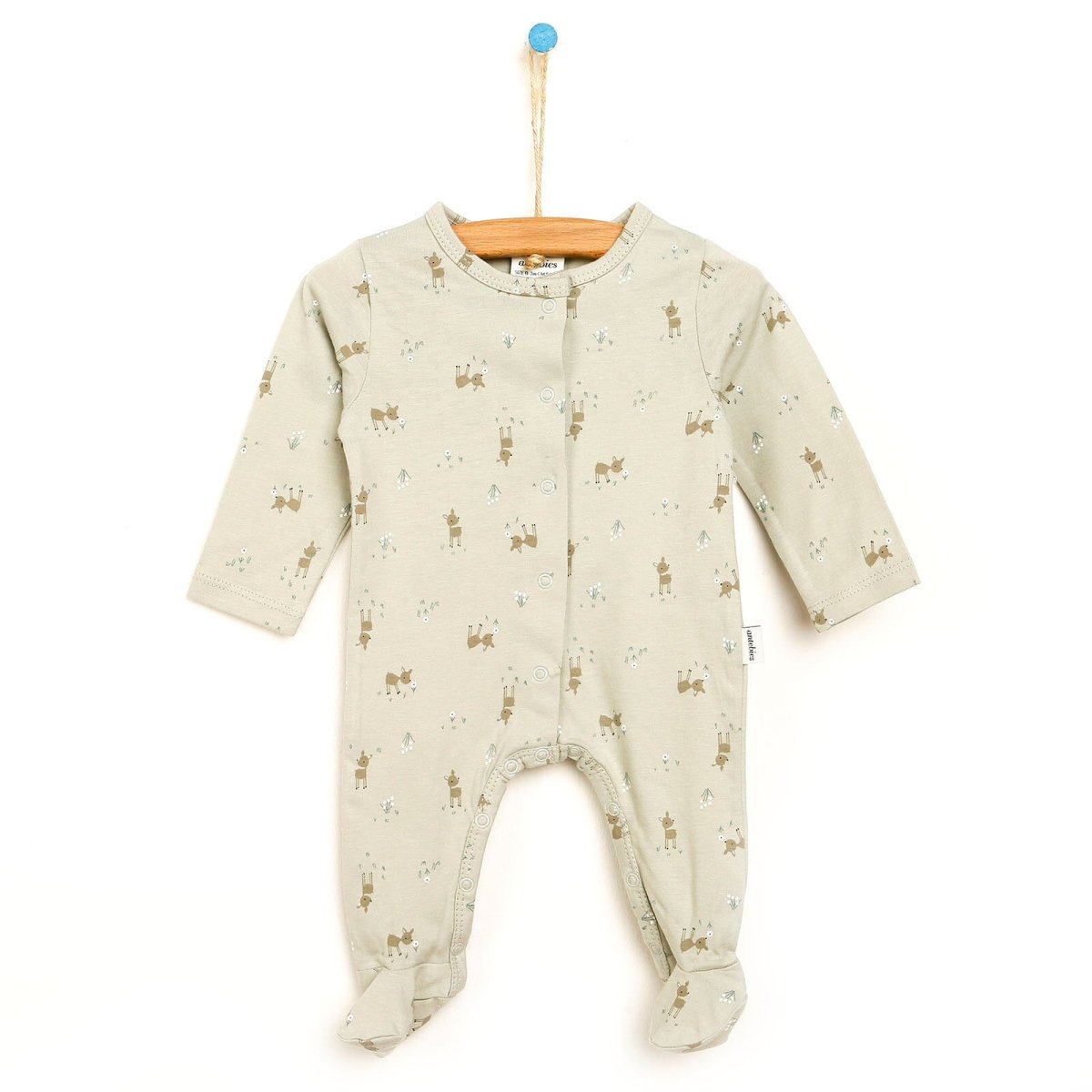 Antebies Newborn Deer Organic Footed Jumpsuit - Grey - ebebek - Black Friday