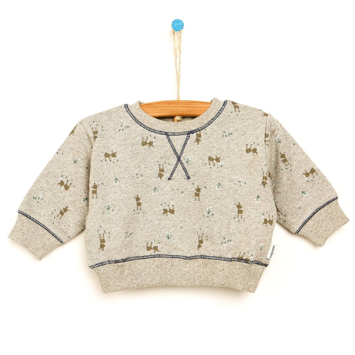 Antebies Newborn Deer Organic Sweatshirt - Grey - ebebek - Black Friday