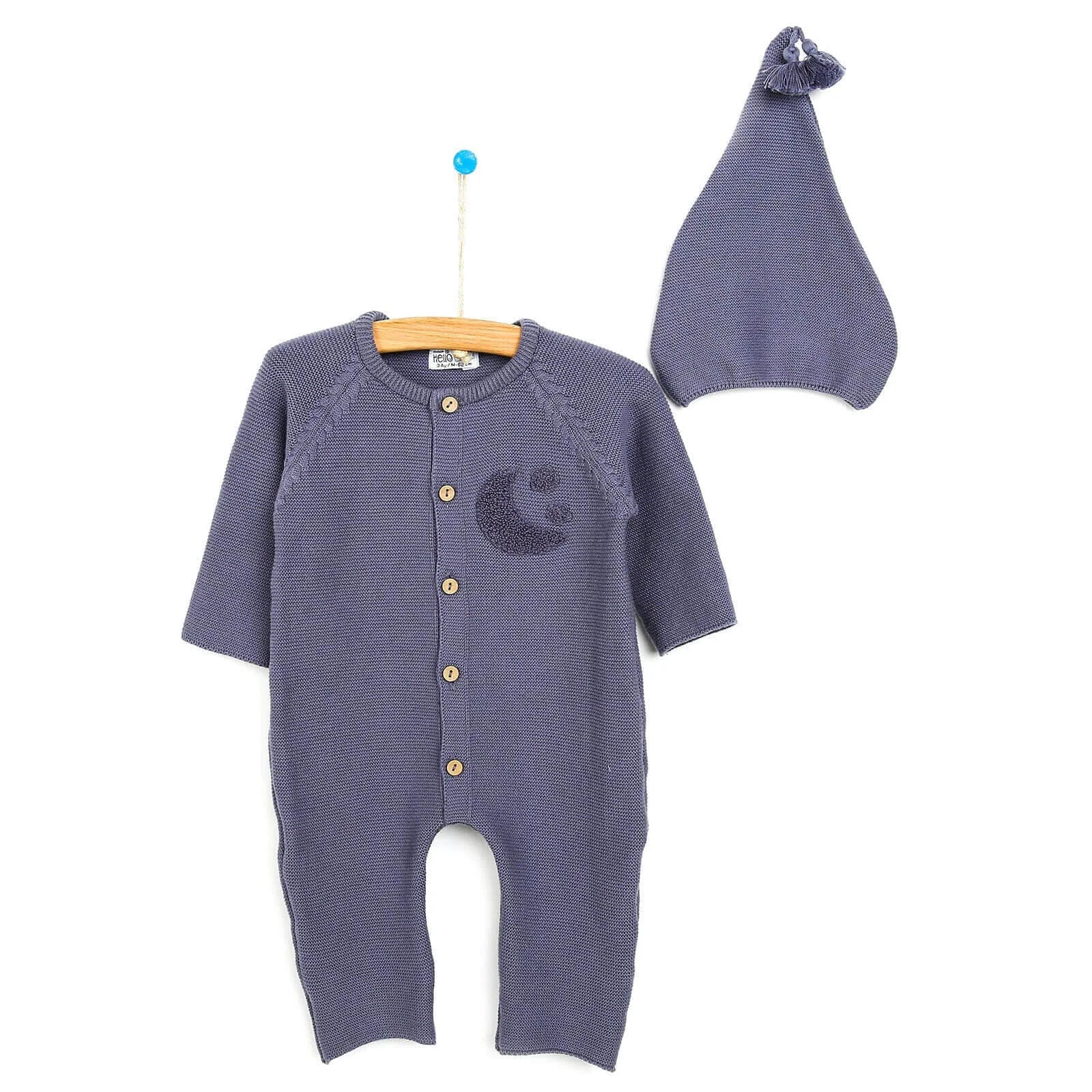 HelloBaby Newborn Knit Jumpsuit - Hat Starter Set - Dark Blue - ebebek - Black Friday