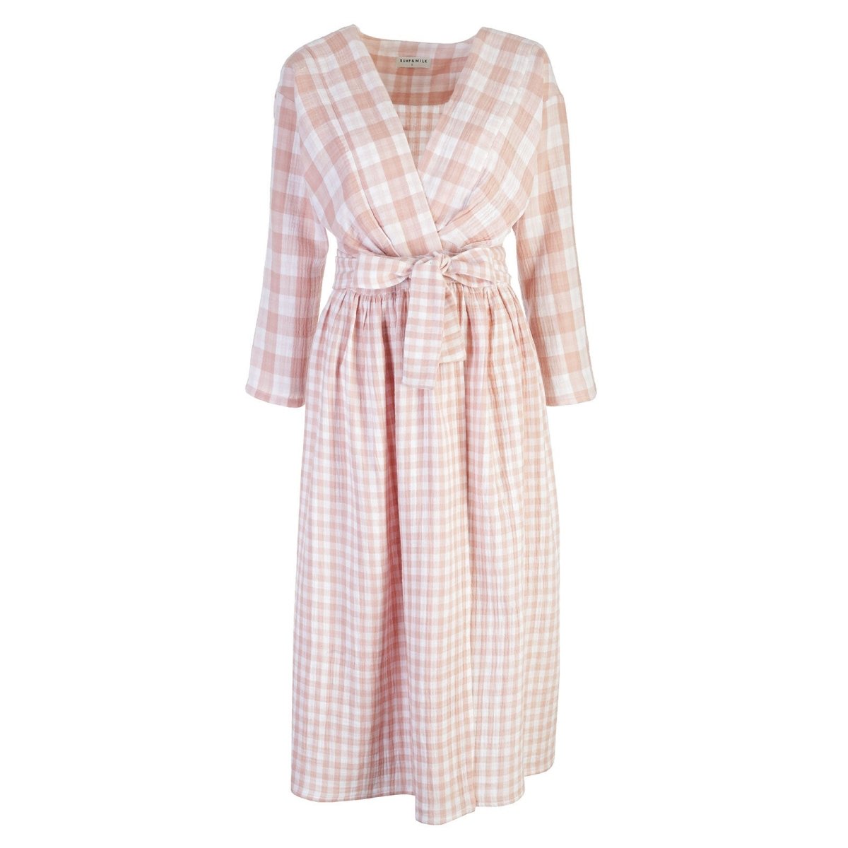 Bump&Milk Teresita Organic Cotton Wrap Dress - Peach checkered - ebebek - Black Friday