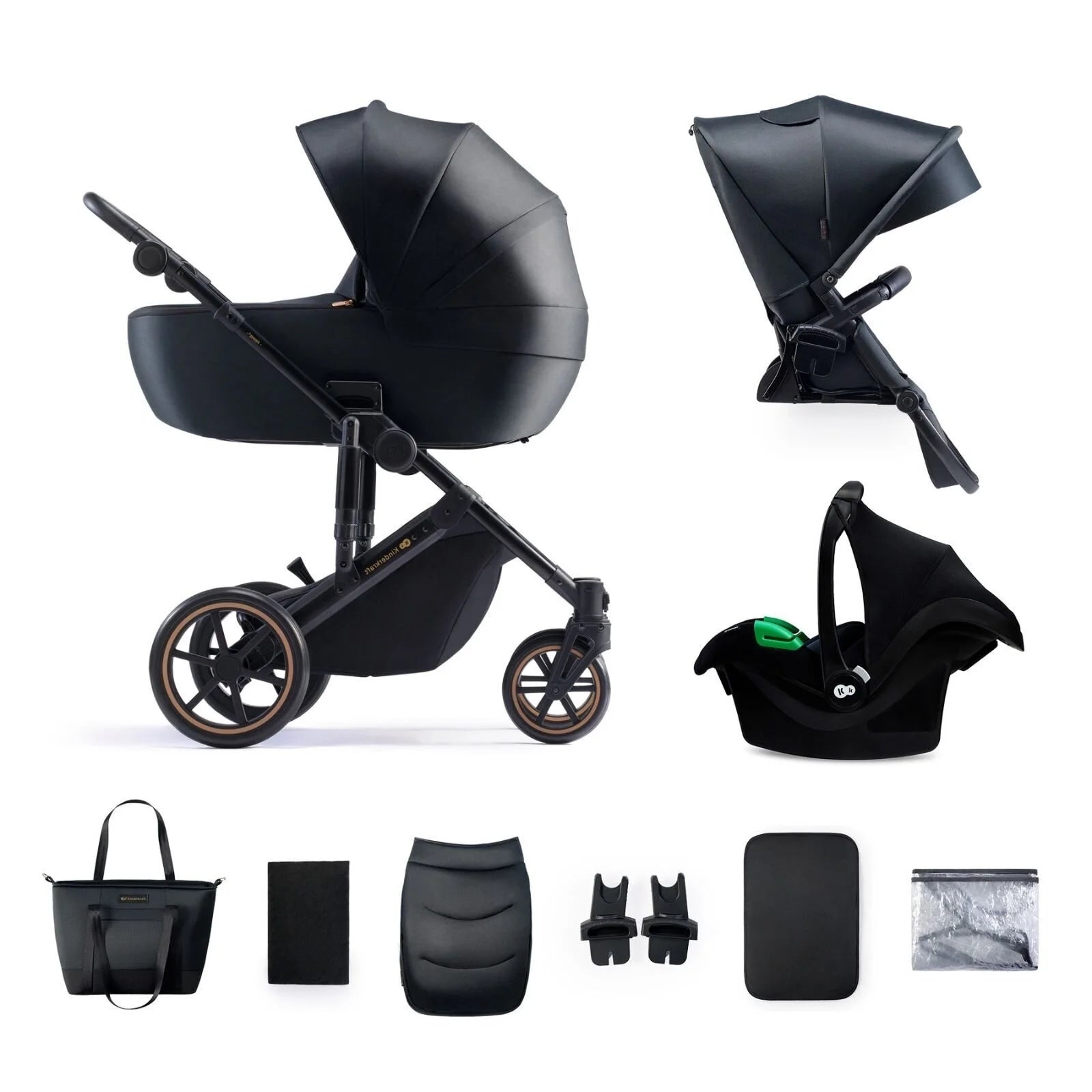 Kinderkraft 3 - in - 1 Mink Pro Prime 2 Travel System with Car Seat - Venezian Black - ebebek - Black Friday