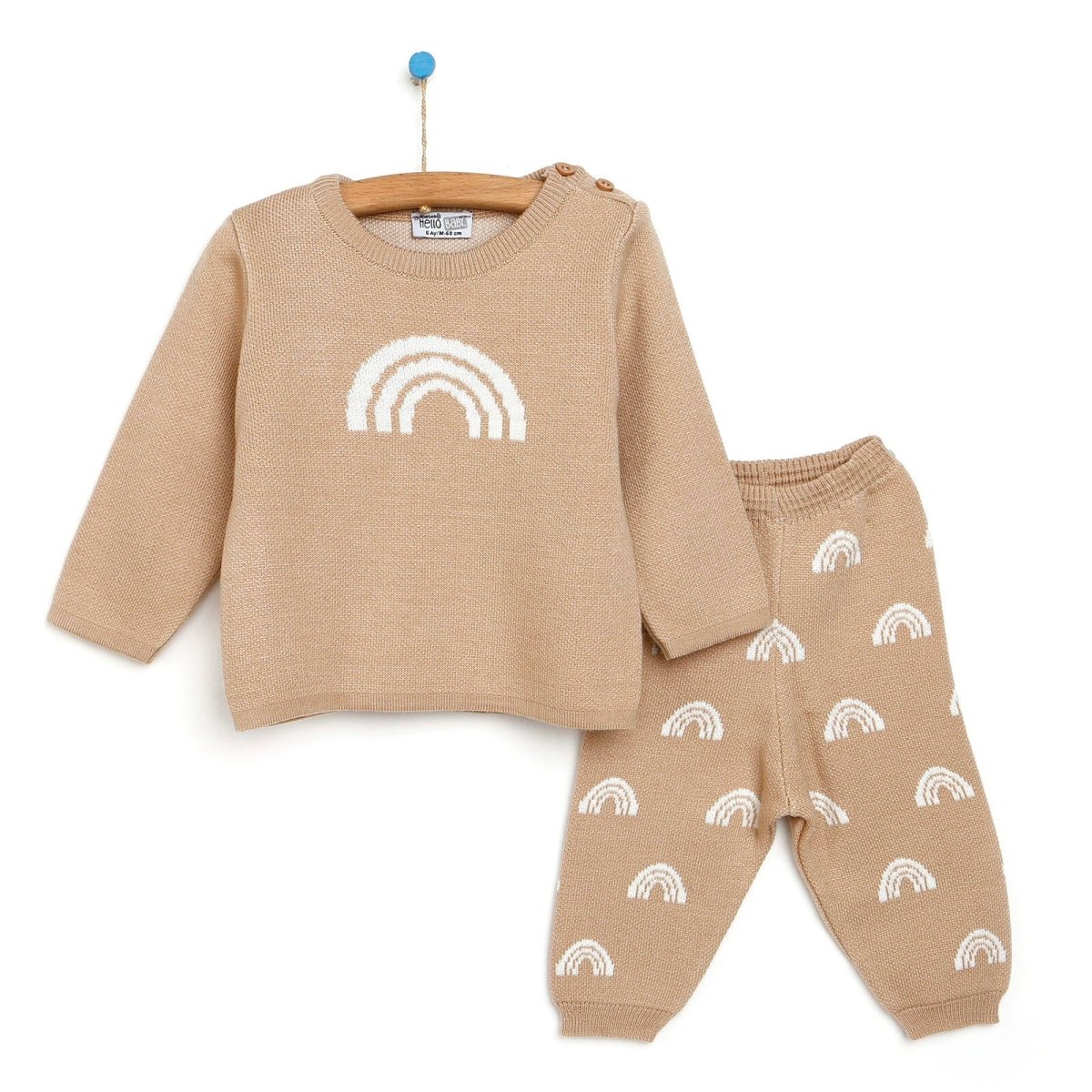 HelloBaby Newborn Rainbow Knit Sweatshirt Starter Set - Beige - ebebek - Black Friday