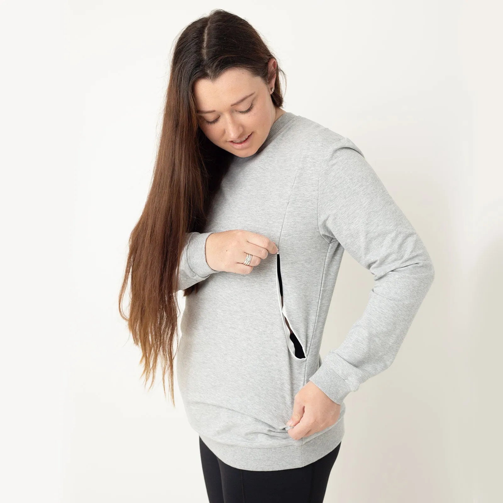 Latched Nursing Crew Sweatshirt - Grey - ebebek - Black Friday